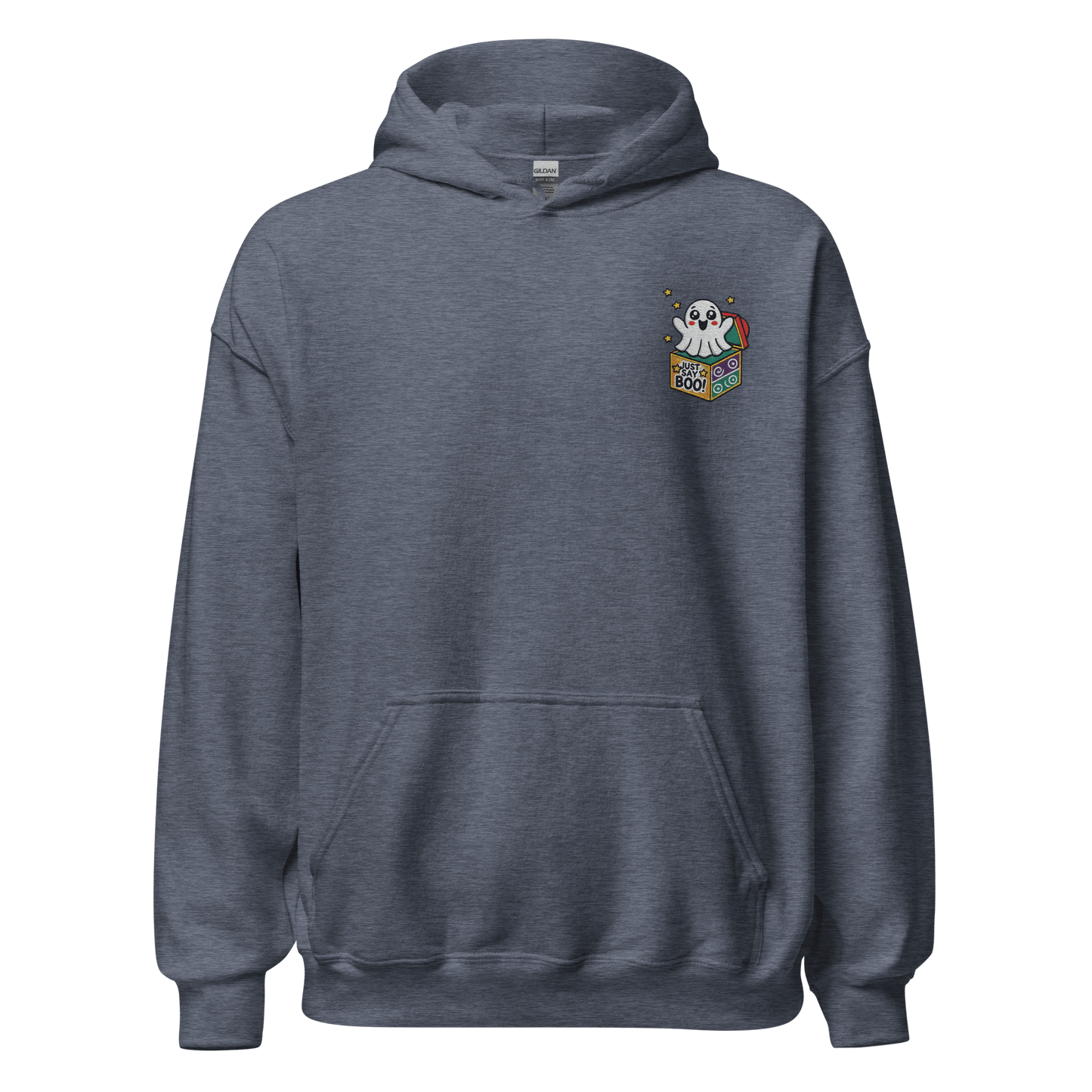 Unisex Halloween Embroidered Hoodie – "Just Say Boo" – Spooky Halloween Hoodie - Occasion Nation Studio