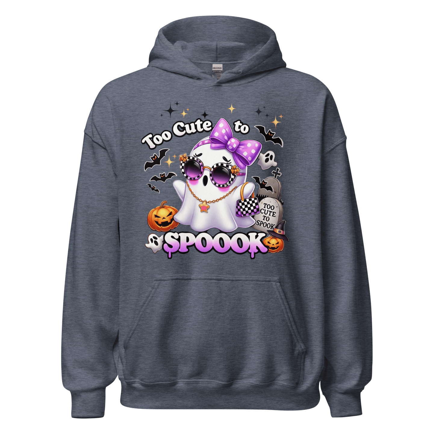 Unisex Halloween Printed Hoodie – "Too Cute To Spook" – Fun Ghost Halloween Hoodie - Occasion Nation Studio