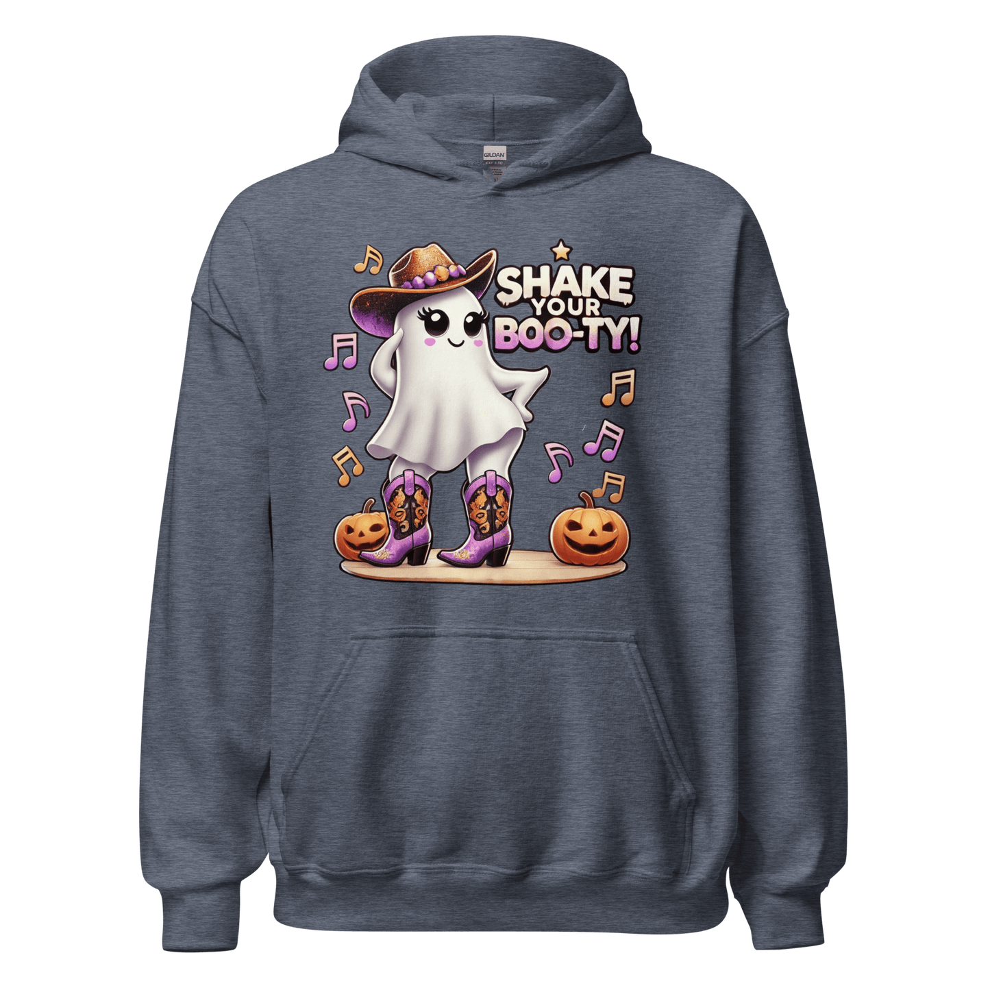 Unisex Halloween Printed Hoodie – "Shake Your Boo-Ty!" – Fun Ghost Halloween Hoodie - Occasion Nation Studio