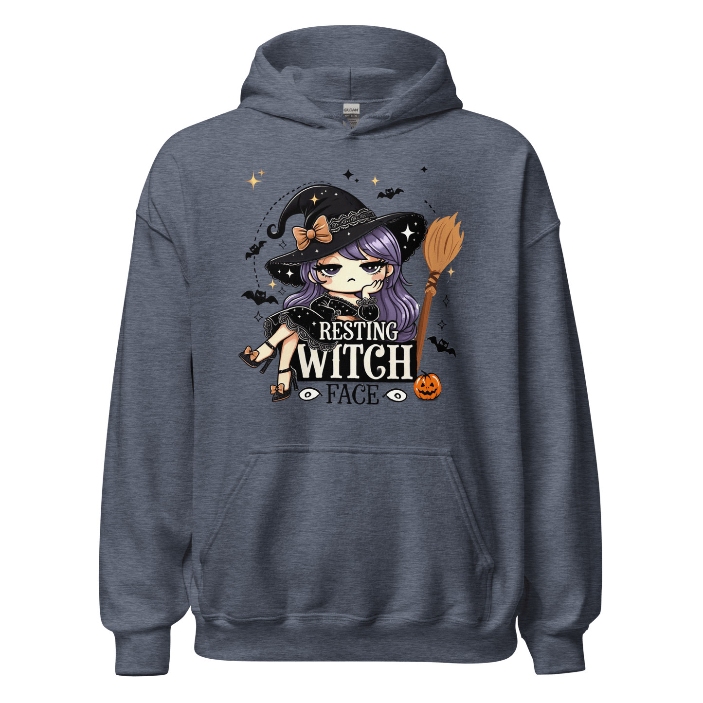 Unisex Halloween Printed Hoodie – "Resting Witch Face" – Fun Witch Halloween Hoodie - Occasion Nation Studio