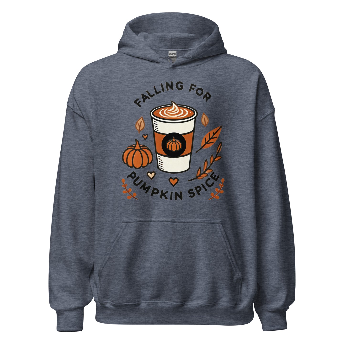 Unisex Fall Printed Hoodie – "Falling For Pumpkin Spice" – Cozy Fall Hoodie for Pumpkin Spice Lovers" - Occasion Nation Studio