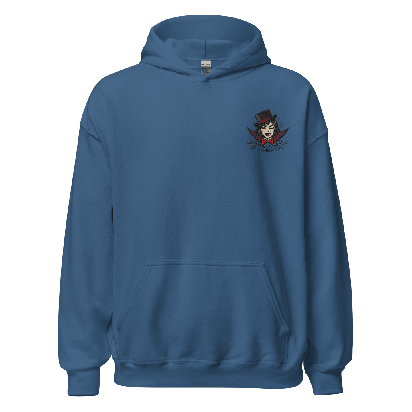 Unisex Halloween Embroidered Hoodie – "Feeling Fang-cy Tonight!" – Vampire Halloween Hoodie - Occasion Nation Studio