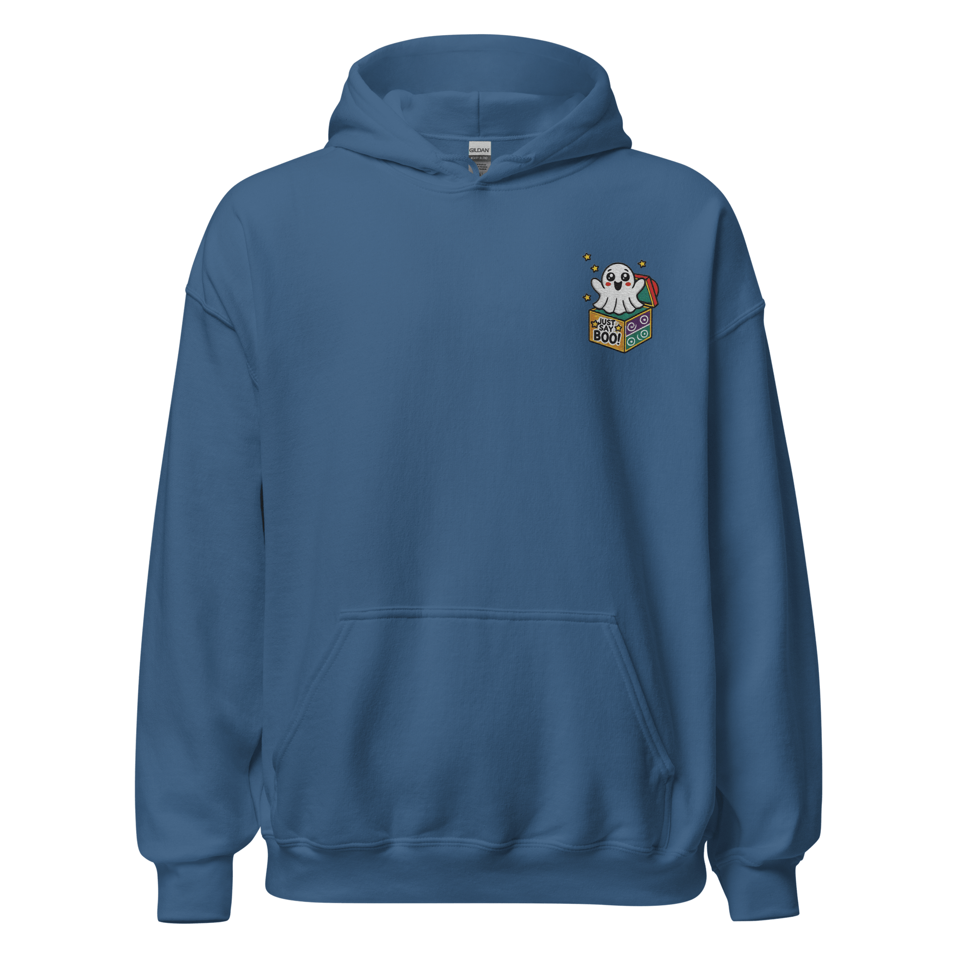 Unisex Halloween Embroidered Hoodie – "Just Say Boo" – Spooky Halloween Hoodie - Occasion Nation Studio