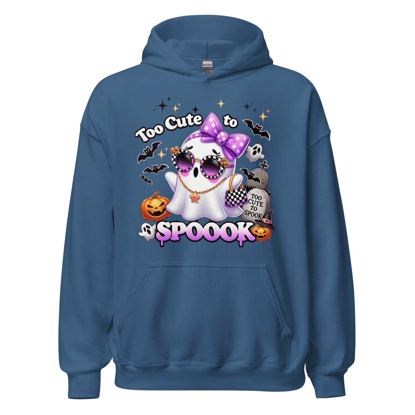 Unisex Halloween Printed Hoodie – "Too Cute To Spook" – Fun Ghost Halloween Hoodie - Occasion Nation Studio