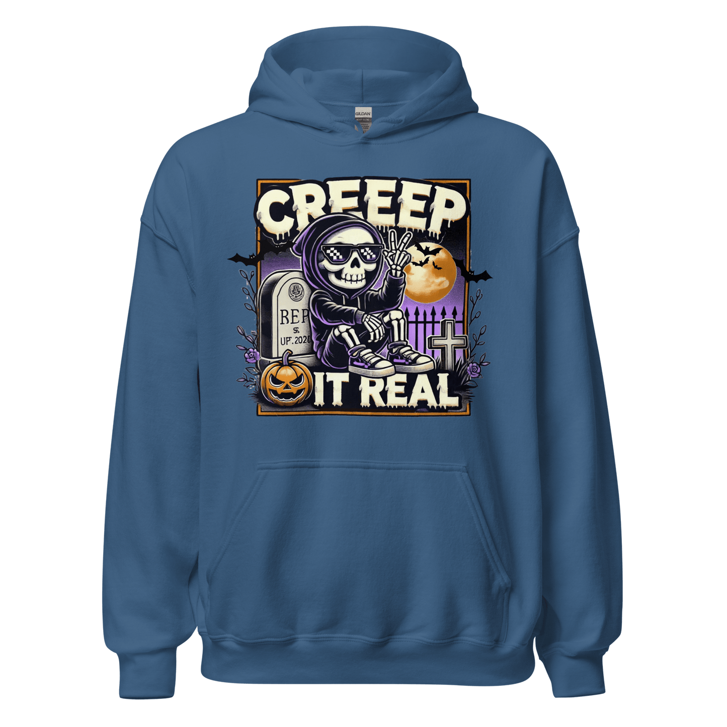 Unisex Halloween Printed Hoodie – "Creep It Real!" – Spooky Halloween Hoodie - Occasion Nation Studio