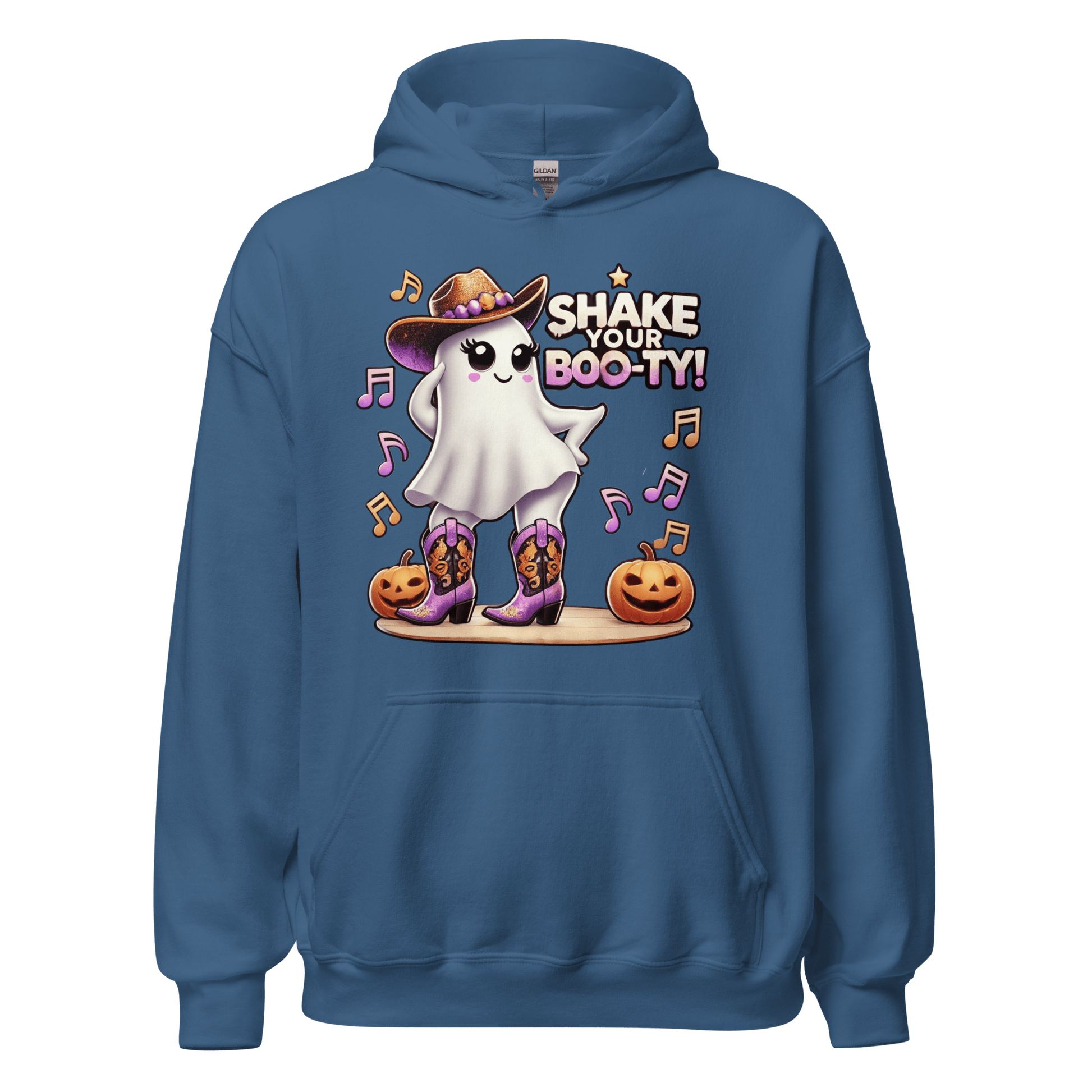 Unisex Halloween Printed Hoodie – "Shake Your Boo-Ty!" – Fun Ghost Halloween Hoodie - Occasion Nation Studio