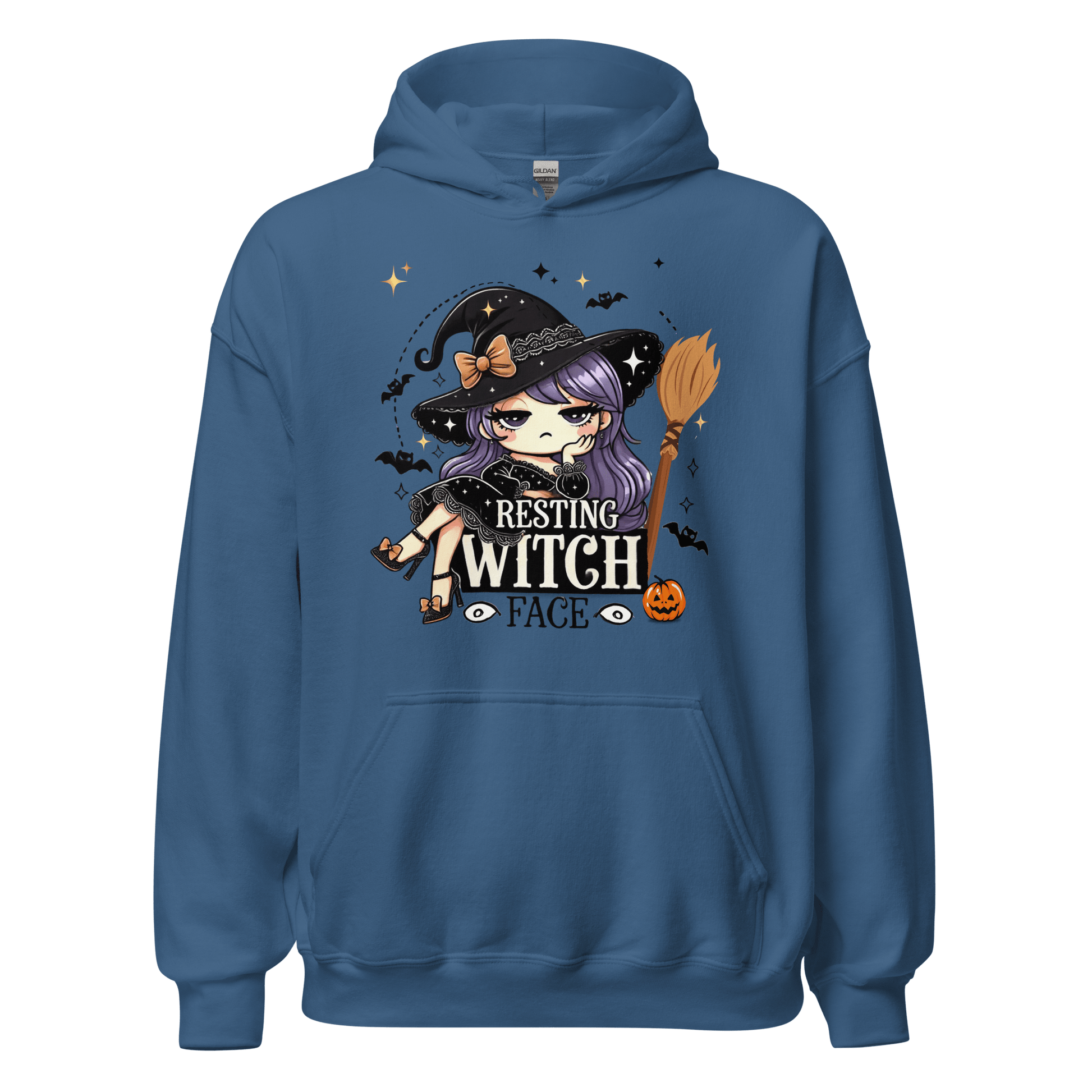 Unisex Halloween Printed Hoodie – "Resting Witch Face" – Fun Witch Halloween Hoodie - Occasion Nation Studio