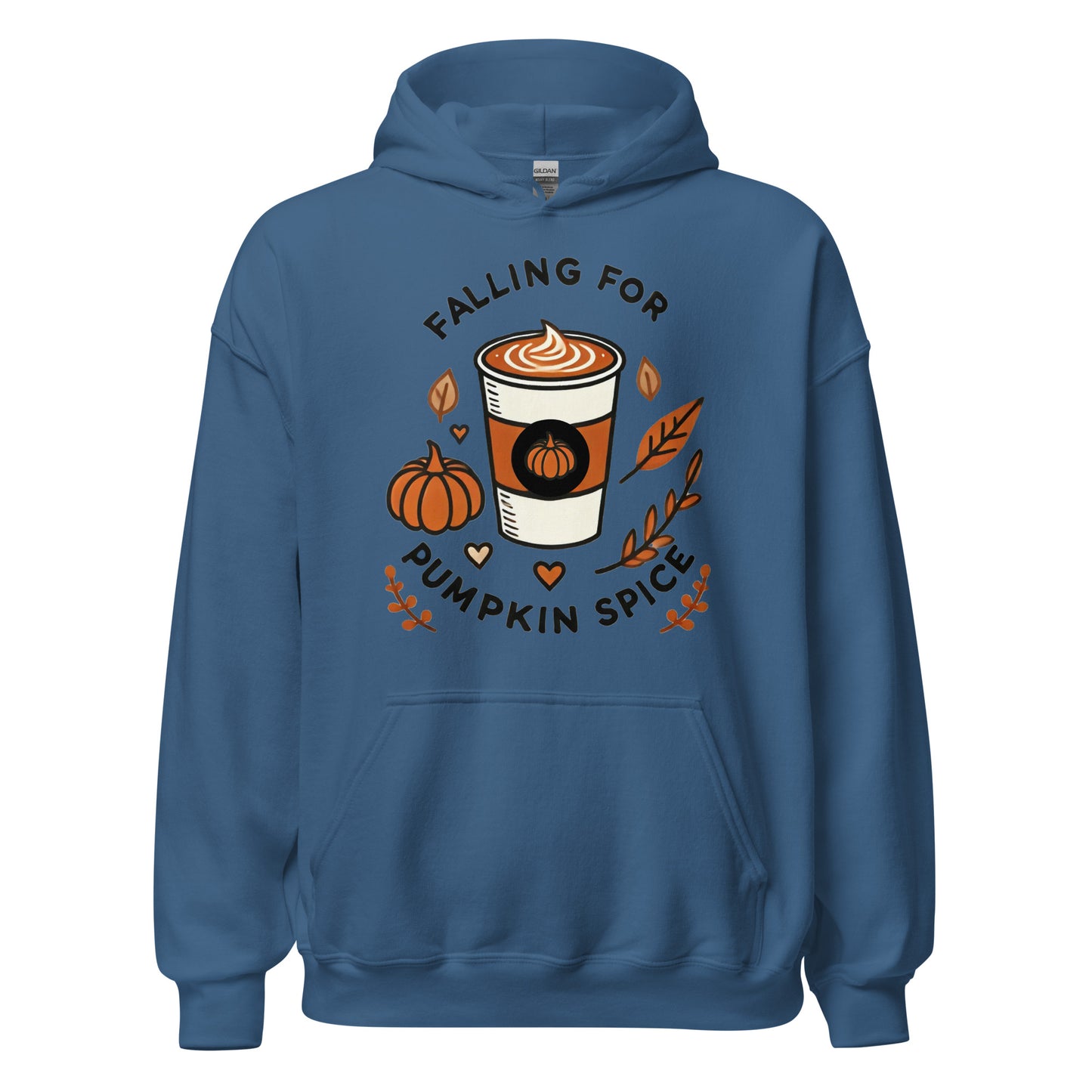 Unisex Fall Printed Hoodie – "Falling For Pumpkin Spice" – Cozy Fall Hoodie for Pumpkin Spice Lovers" - Occasion Nation Studio