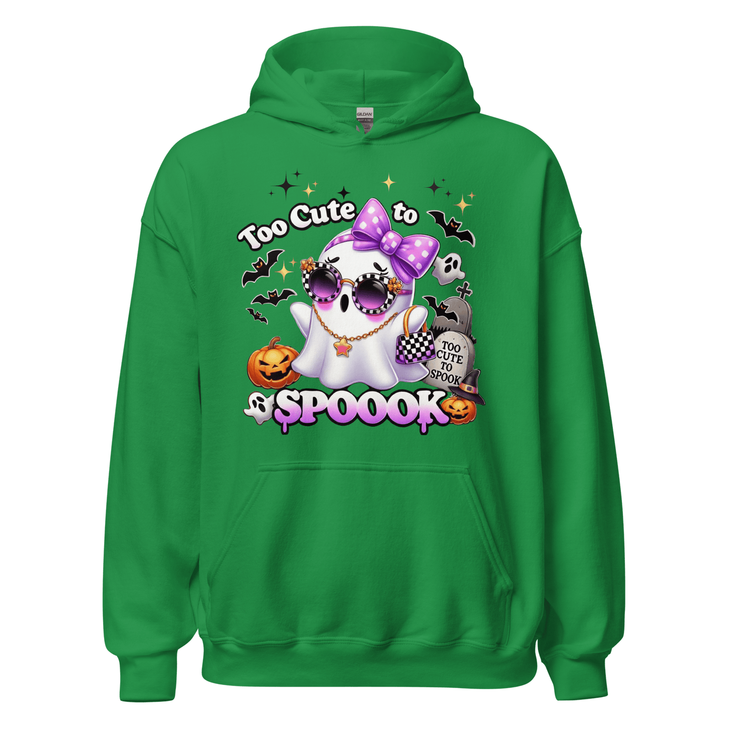 Unisex Halloween Printed Hoodie – "Too Cute To Spook" – Fun Ghost Halloween Hoodie - Occasion Nation Studio