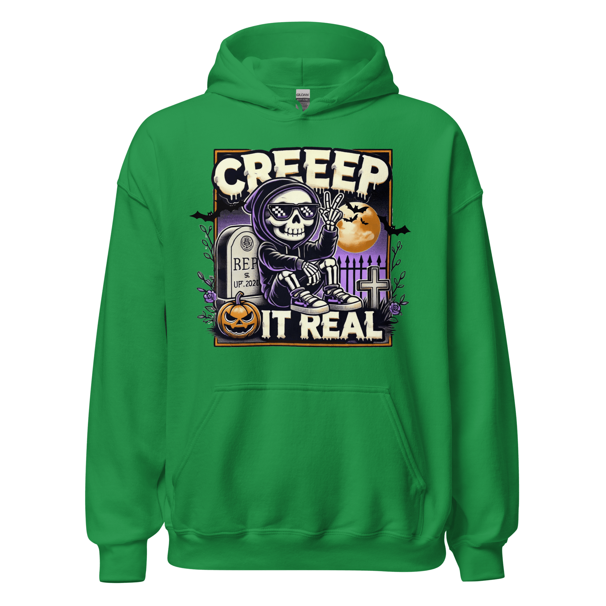 Unisex Halloween Printed Hoodie – "Creep It Real!" – Spooky Halloween Hoodie - Occasion Nation Studio