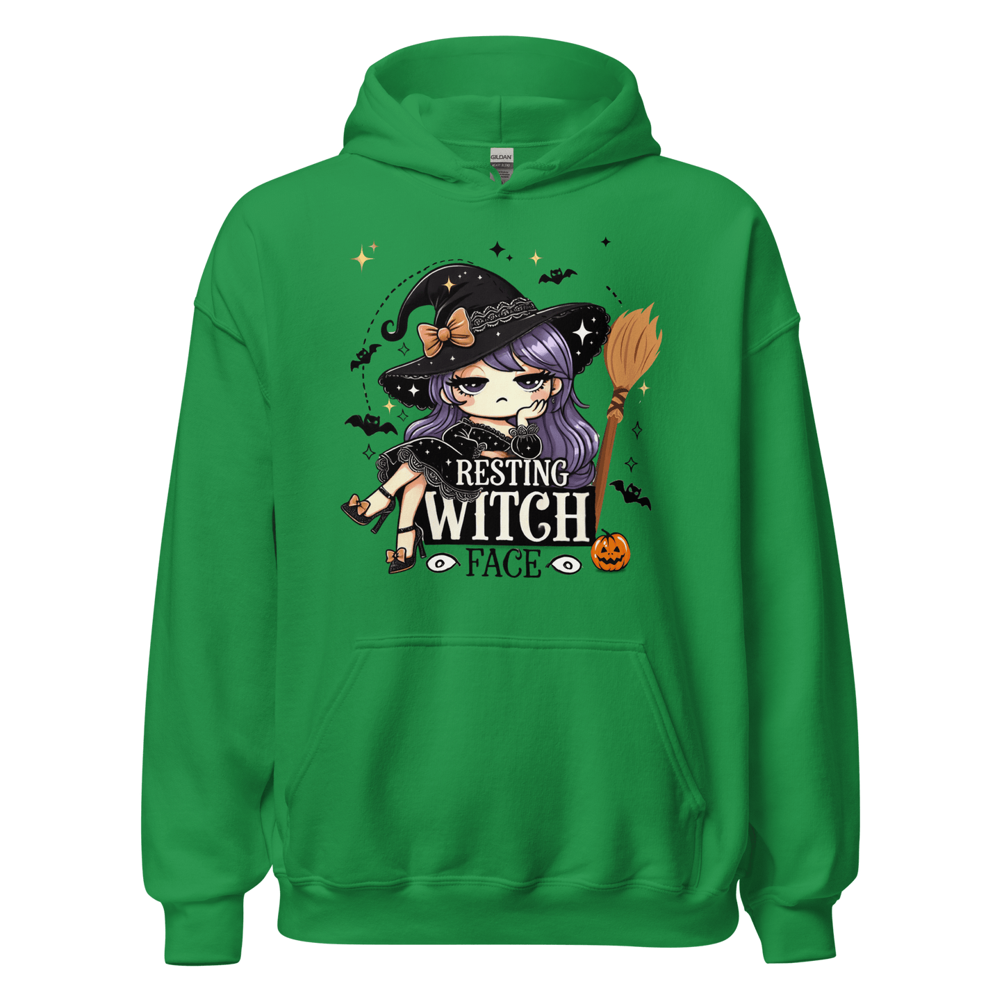 Unisex Halloween Printed Hoodie – "Resting Witch Face" – Fun Witch Halloween Hoodie - Occasion Nation Studio