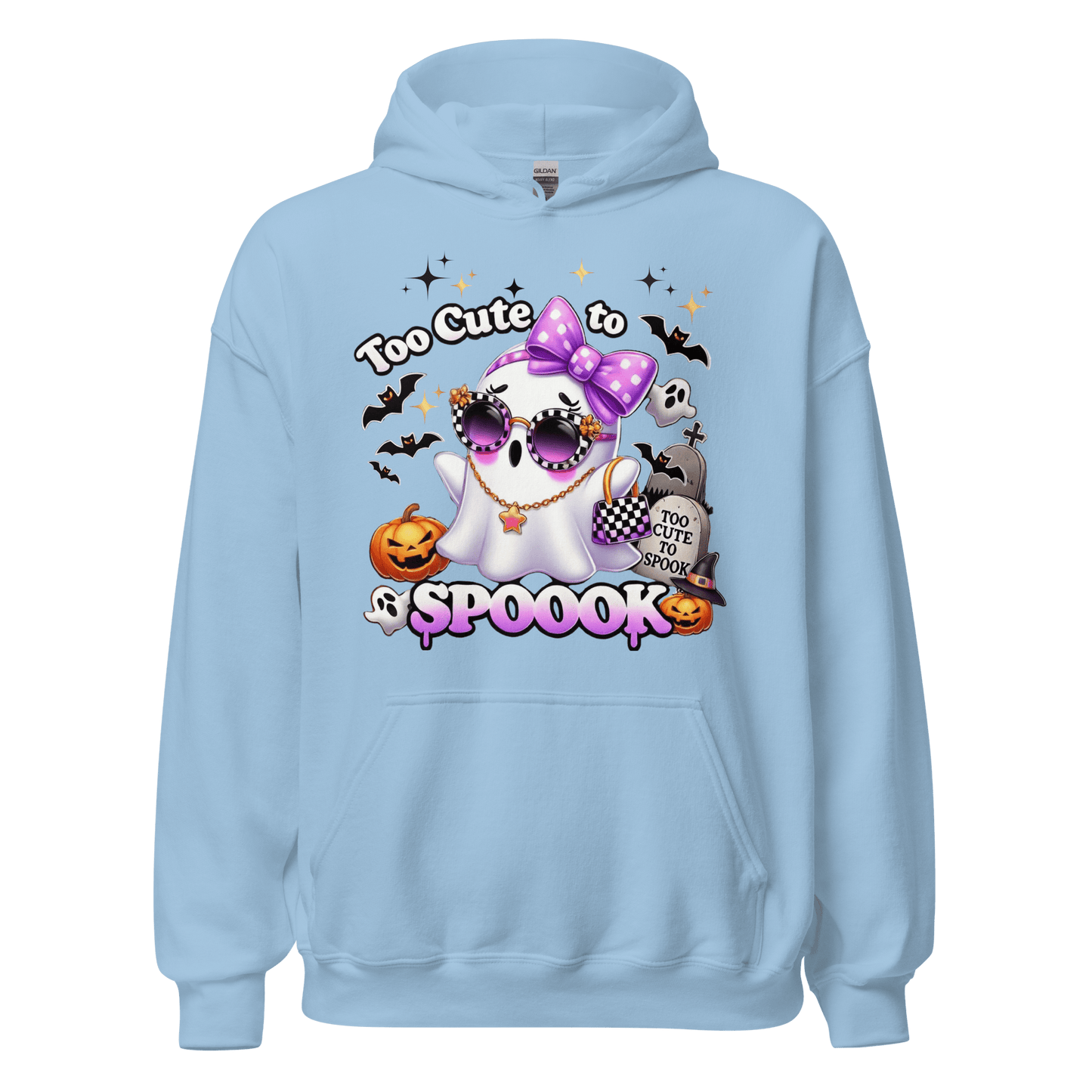 Unisex Halloween Printed Hoodie – "Too Cute To Spook" – Fun Ghost Halloween Hoodie - Occasion Nation Studio