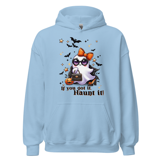 Unisex Halloween Printed Hoodie – "If You Got It, Haunt It!" – Fun Halloween Hoodie - Occasion Nation Studio