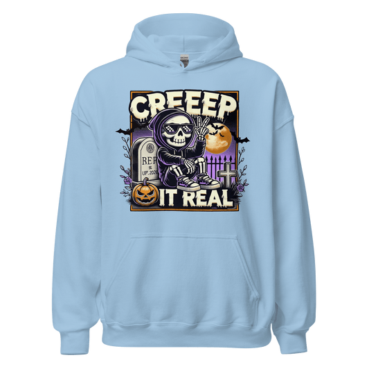 Unisex Halloween Printed Hoodie – "Creep It Real!" – Spooky Halloween Hoodie - Occasion Nation Studio