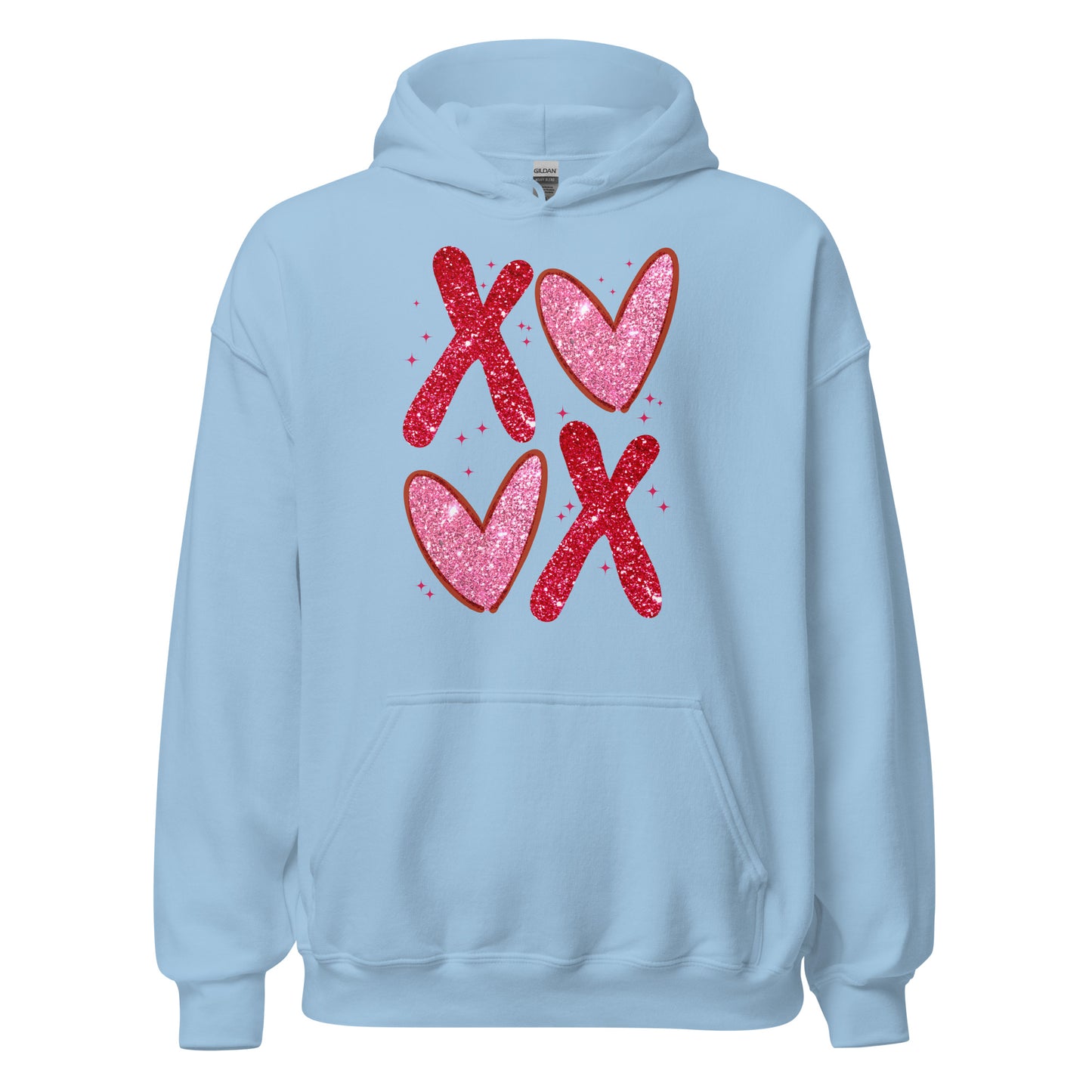 XOXO Pink Glitter - Valentine’s Day Hoodie – The Perfect Blend of Comfort and Style - Occasion Nation Studio