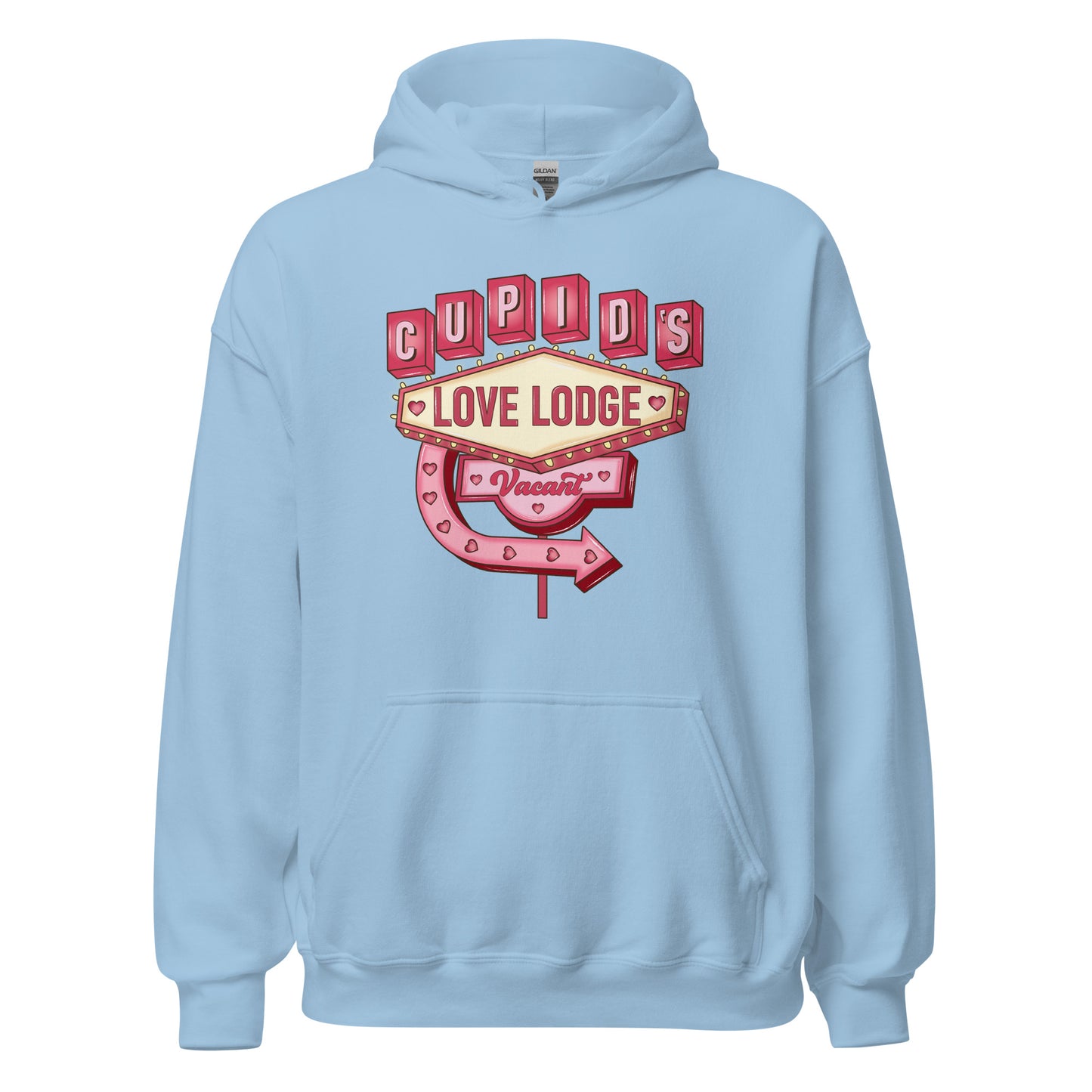 Cupid’s Love Lodge -  Cozy Valentine’s Day Hoodie - Romantic Designs for 2025 - Occasion Nation Studio