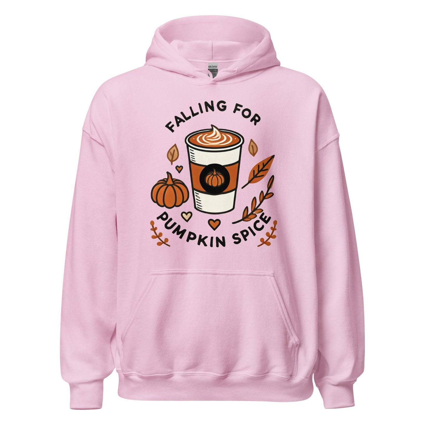 Unisex Fall Printed Hoodie – "Falling For Pumpkin Spice" – Cozy Fall Hoodie for Pumpkin Spice Lovers" - Occasion Nation Studio