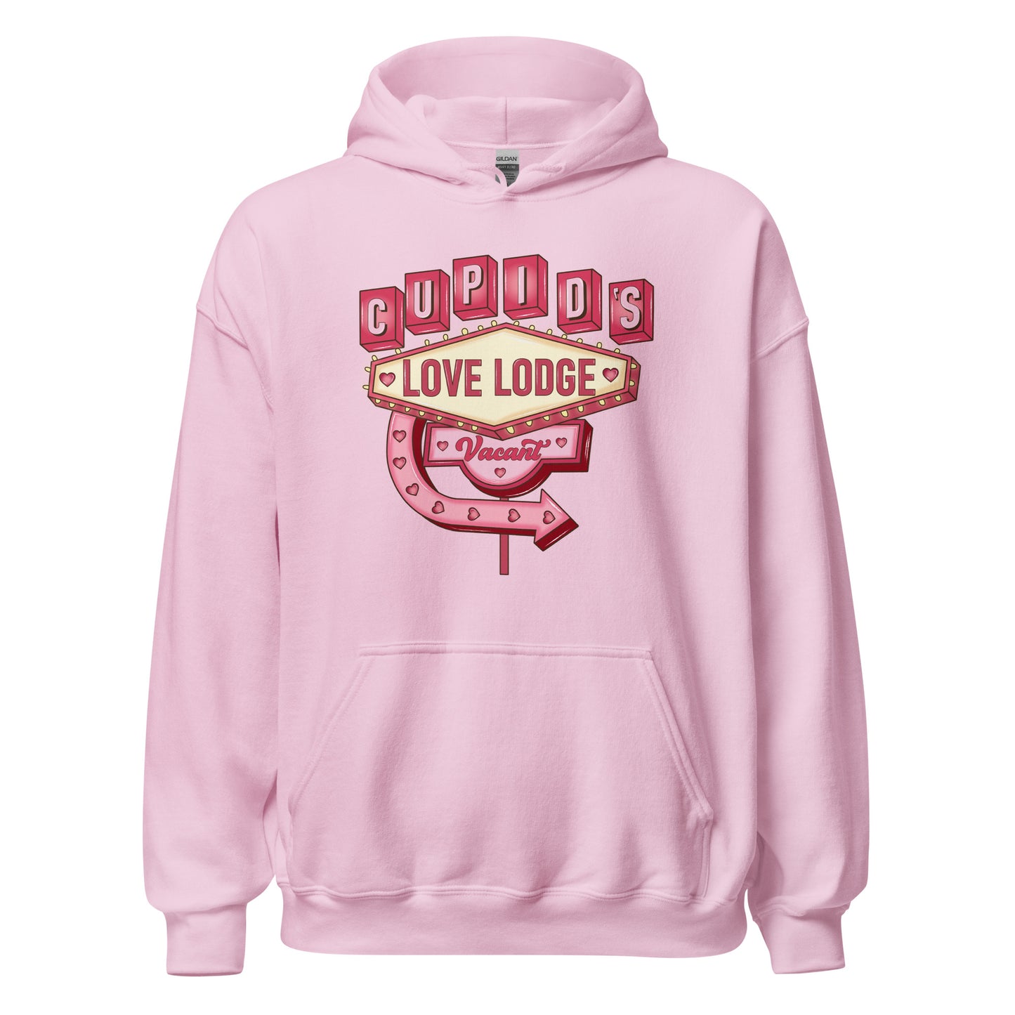 Cupid’s Love Lodge -  Cozy Valentine’s Day Hoodie - Romantic Designs for 2025 - Occasion Nation Studio