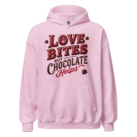 Love Bites but Chocolate helps - Valentine’s Day Hoodie – Celebrate Love in Style - Occasion Nation Studio