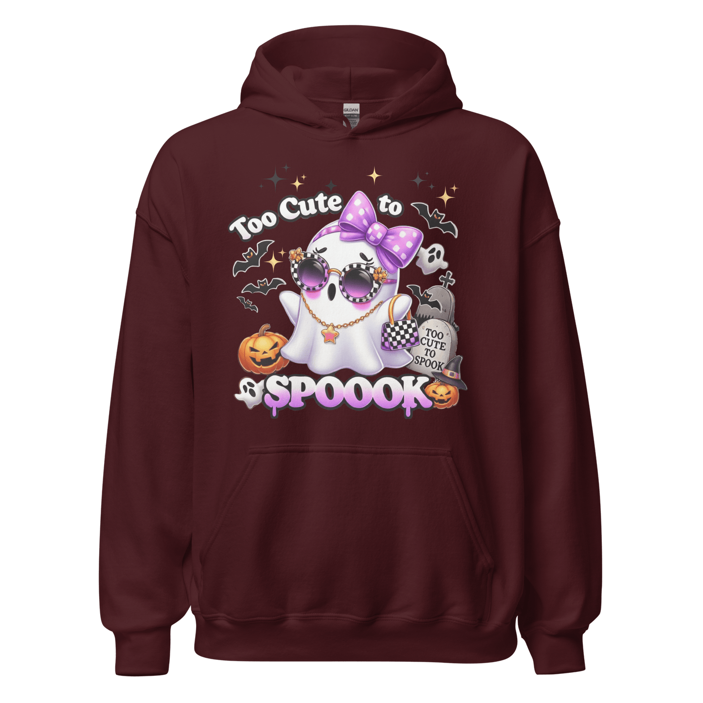 Unisex Halloween Printed Hoodie – "Too Cute To Spook" – Fun Ghost Halloween Hoodie - Occasion Nation Studio