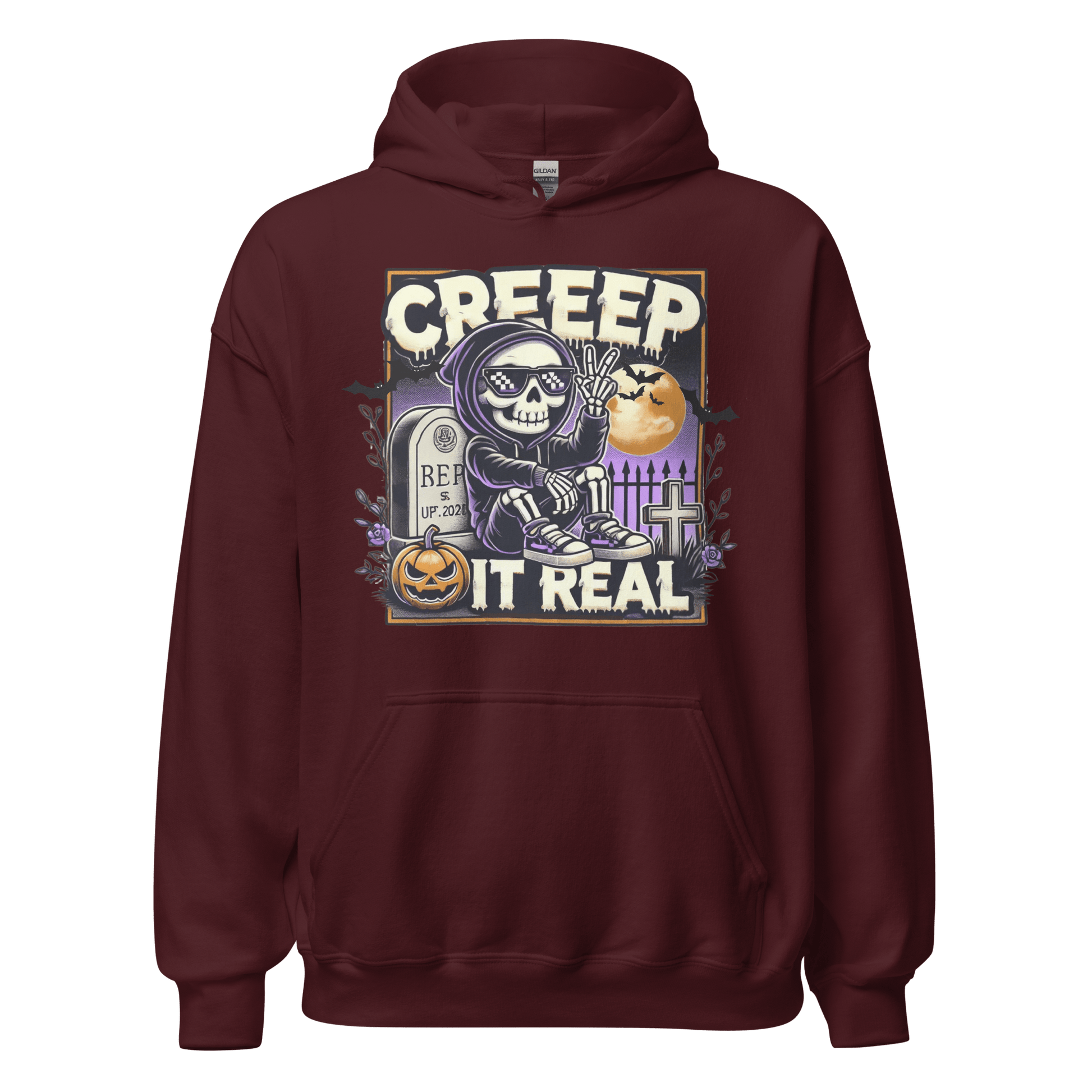 Unisex Halloween Printed Hoodie – "Creep It Real!" – Spooky Halloween Hoodie - Occasion Nation Studio