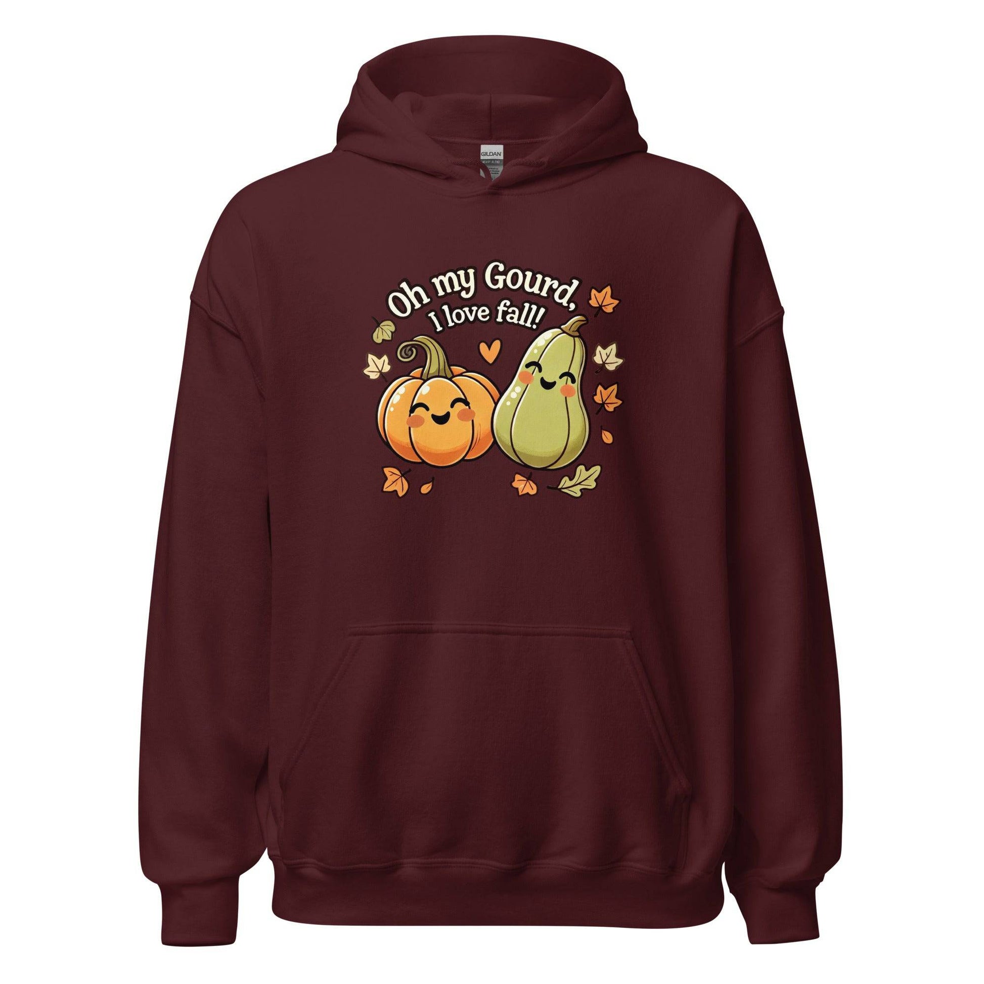 Unisex Fall Printed Hoodie – "Oh My Gourd, I Love Fall" – Cozy Fall Hoodie for Autumn Lovers - Occasion Nation Studio