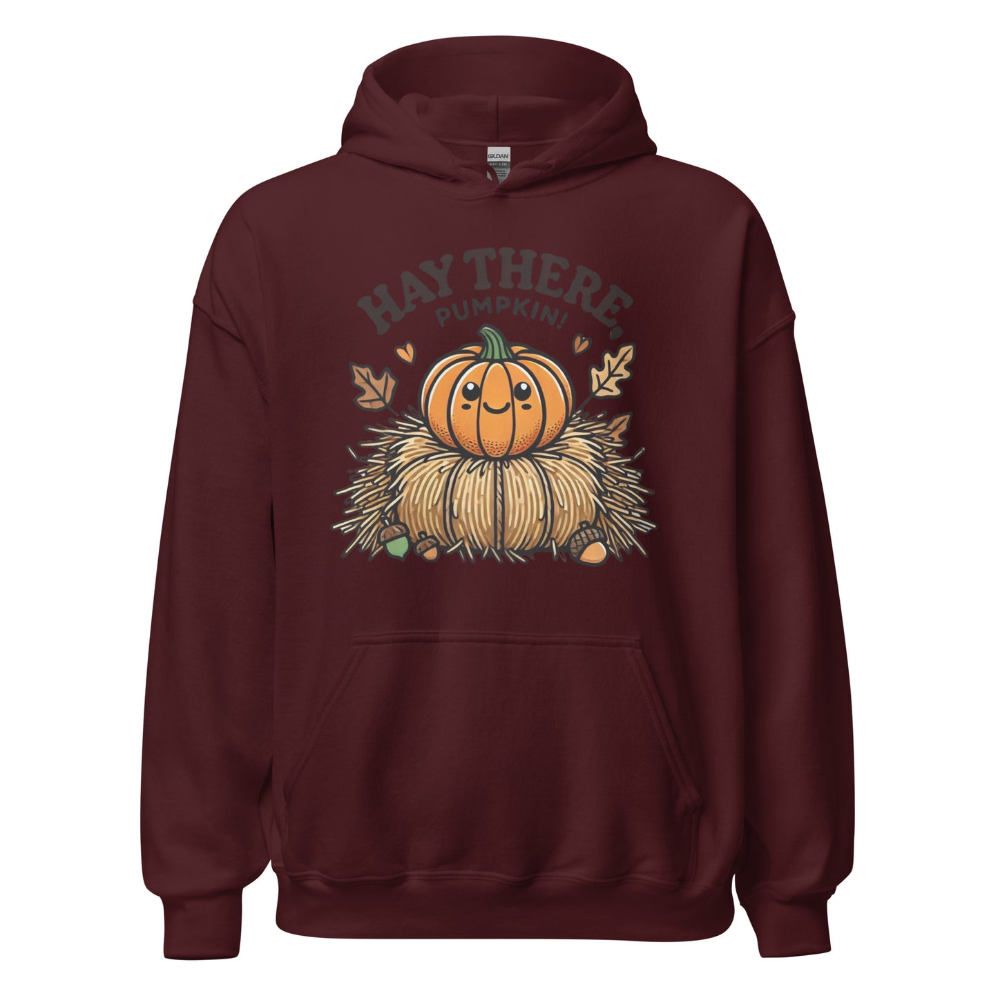 Unisex Fall Printed Hoodie – "Hay There, Pumpkin!" – Fun Fall Hoodie for Cozy Autumn Days - Occasion Nation Studio