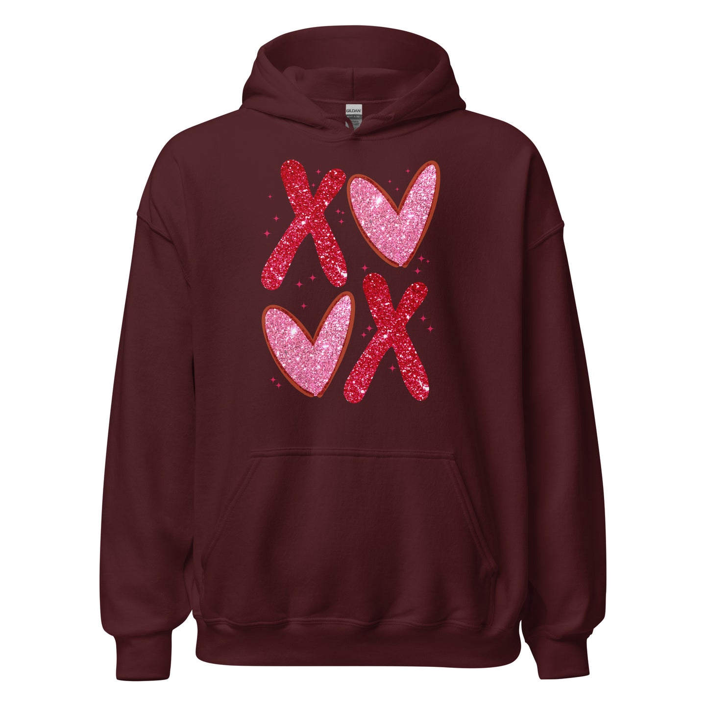 XOXO Pink Glitter - Valentine’s Day Hoodie – The Perfect Blend of Comfort and Style - Occasion Nation Studio