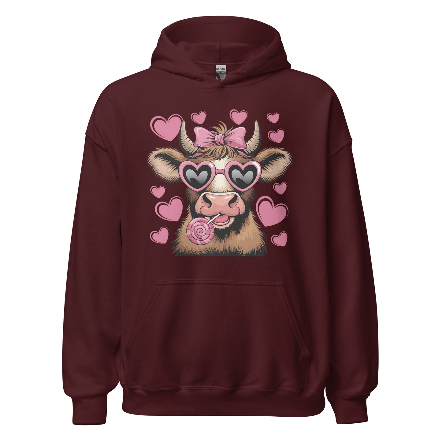 Love Highland Pink - Cozy Valentine’s Day Hoodie - Romantic Designs for 2025 - Occasion Nation Studio