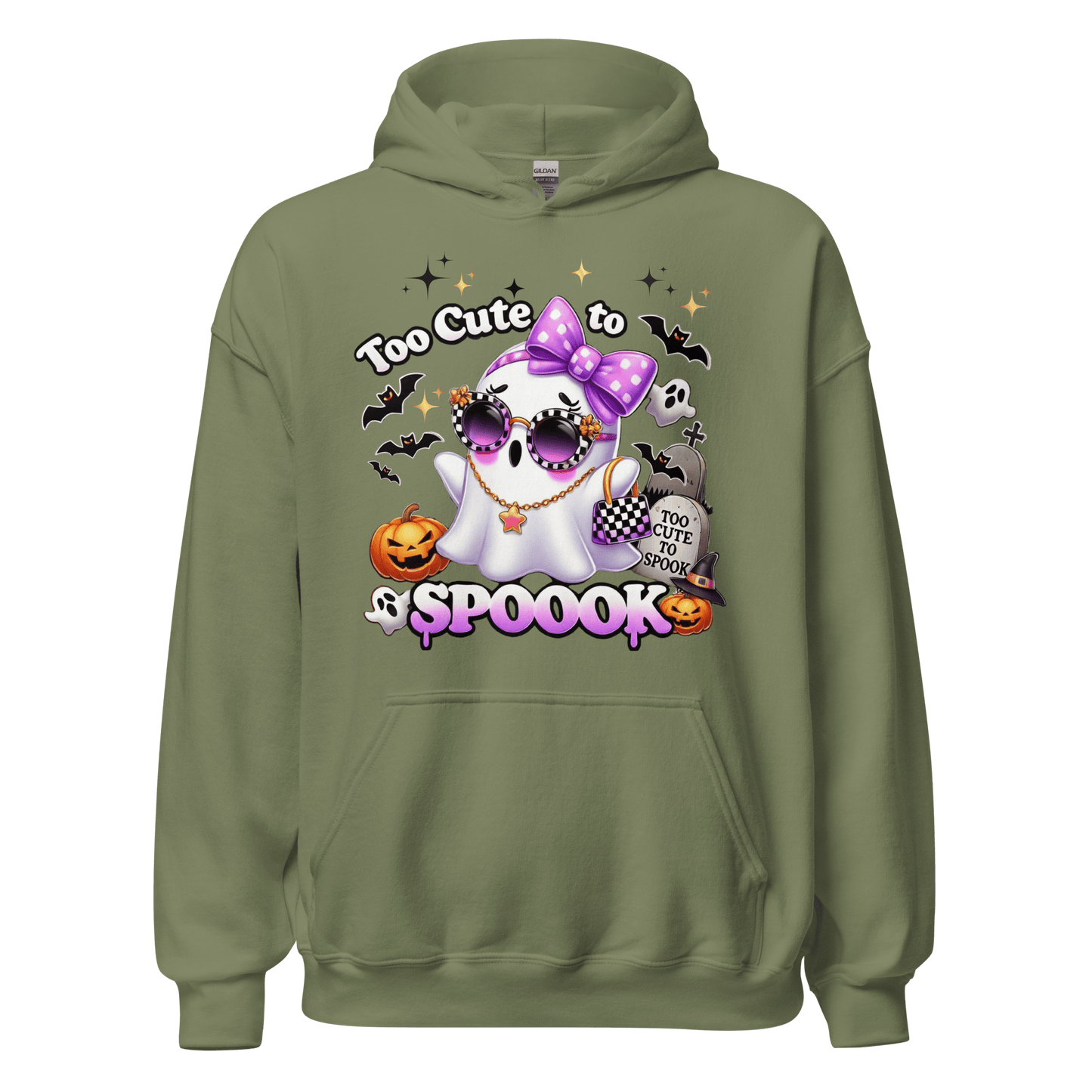 Unisex Halloween Printed Hoodie – "Too Cute To Spook" – Fun Ghost Halloween Hoodie - Occasion Nation Studio