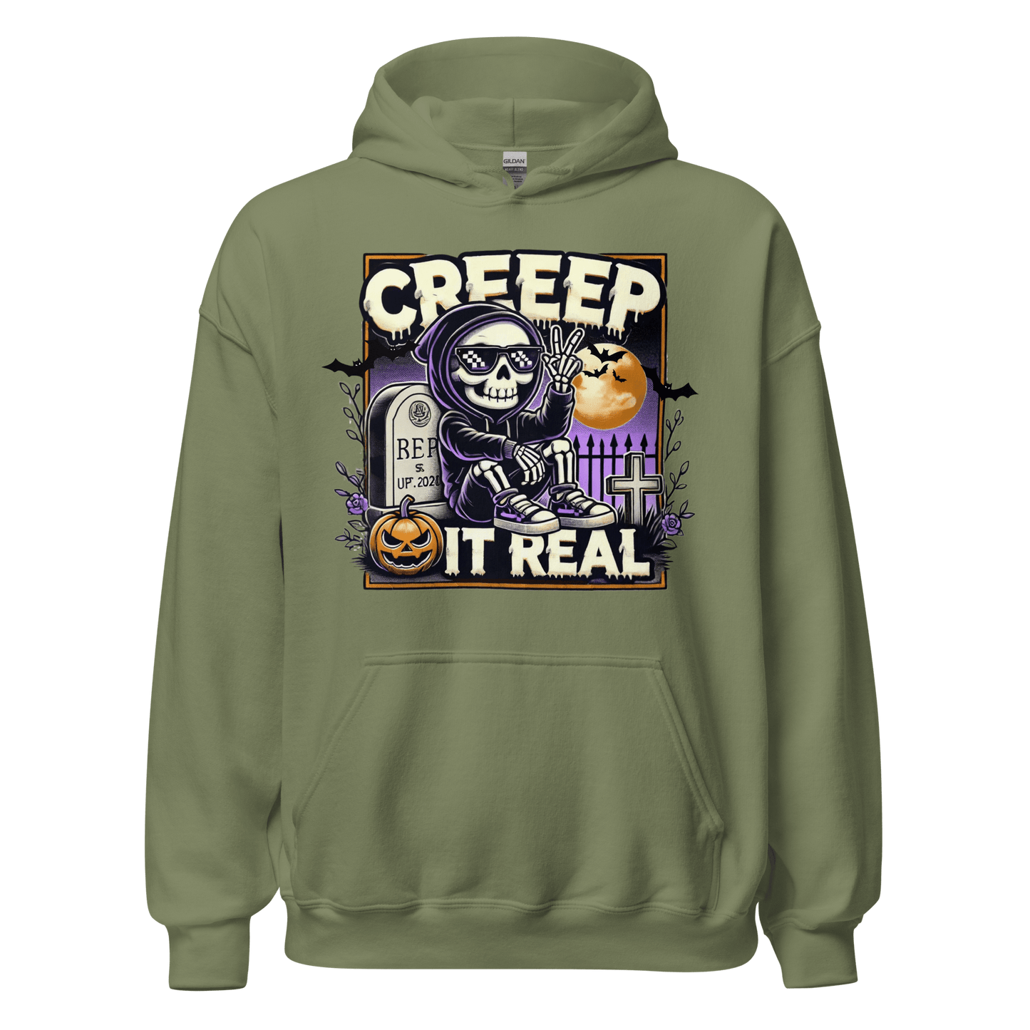 Unisex Halloween Printed Hoodie – "Creep It Real!" – Spooky Halloween Hoodie - Occasion Nation Studio