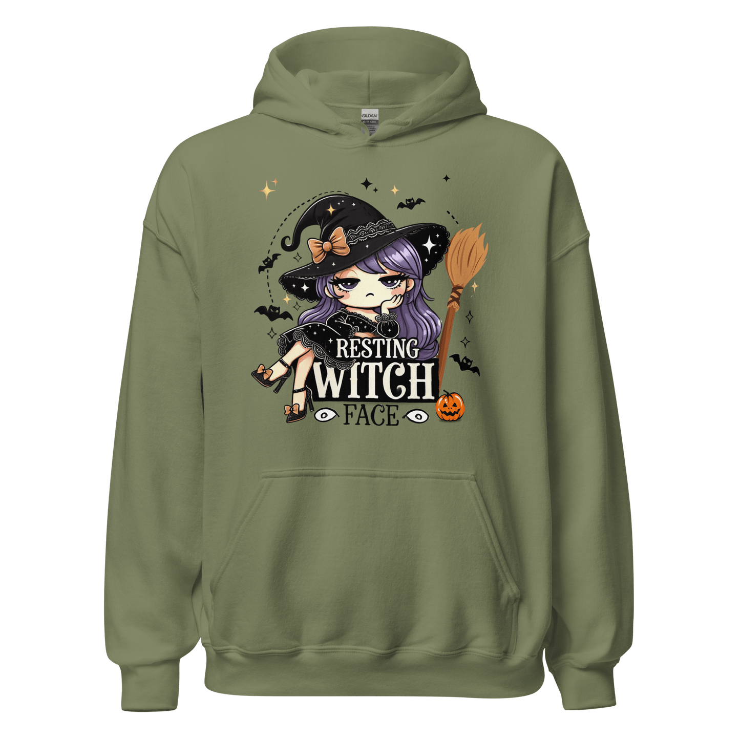 Unisex Halloween Printed Hoodie – "Resting Witch Face" – Fun Witch Halloween Hoodie - Occasion Nation Studio