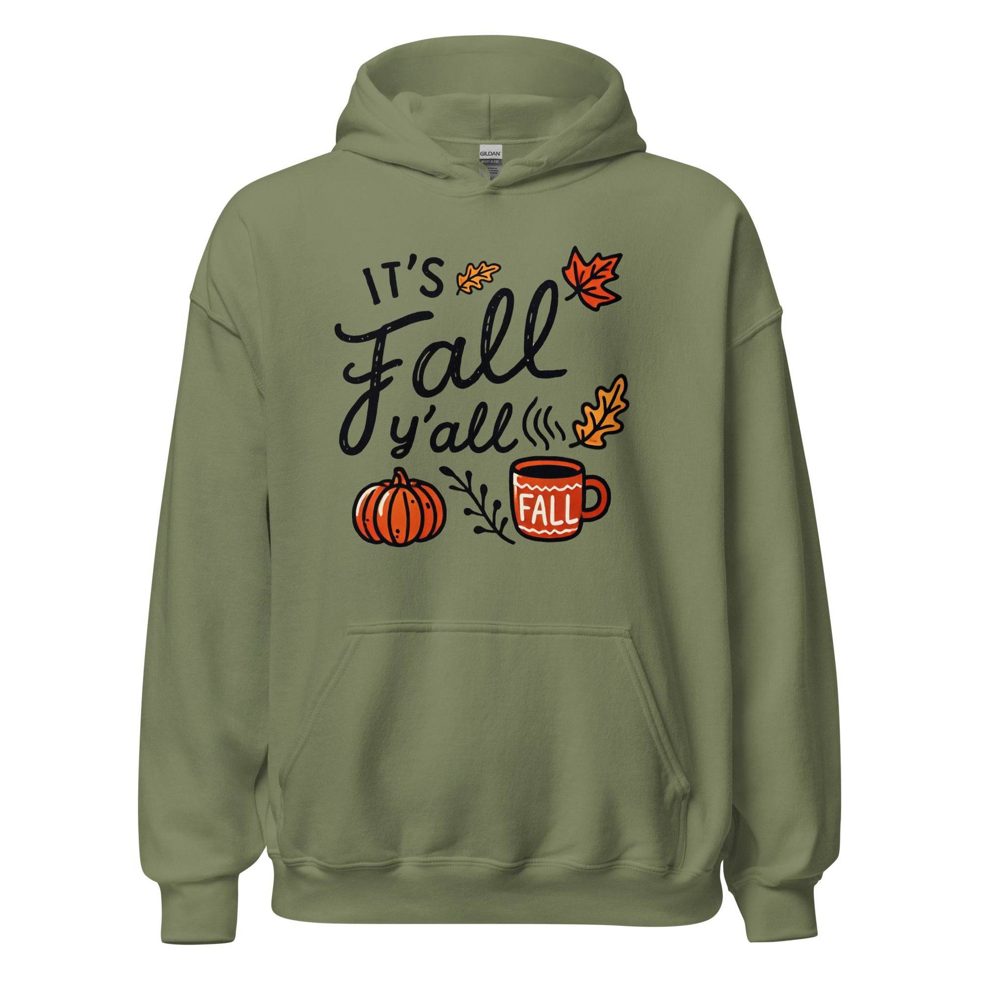 Unisex Fall Printed Hoodie – "It’s Fall Y’all"  – Cozy Autumn Hoodie for Fall Lovers - Occasion Nation Studio