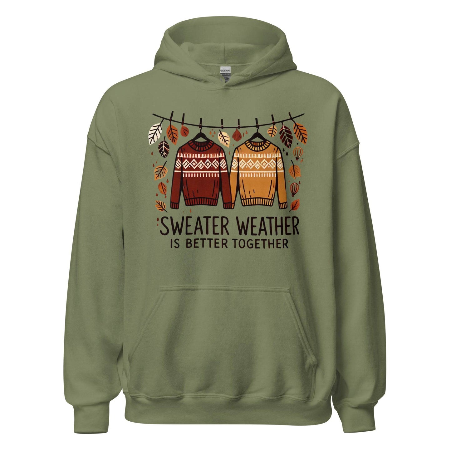 Unisex Fall Printed Hoodie – "Sweater Weather is Better Together" – Cozy Fall Hoodie for Couples & Friends" - Occasion Nation Studio