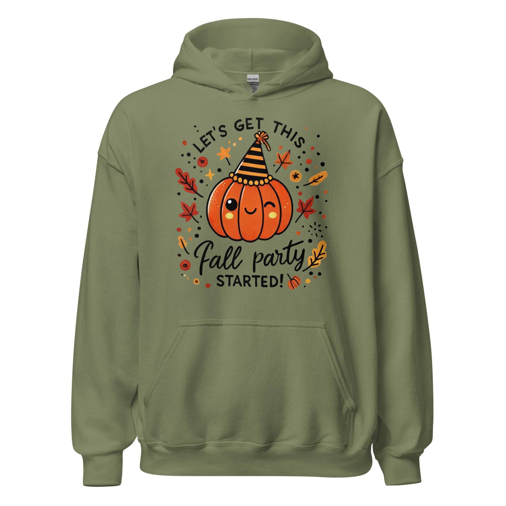 Unisex Fall Printed Hoodie – "Let’s Get This Fall Party Started" – Fun and Cozy Hoodie for Fall Lovers - Occasion Nation Studio