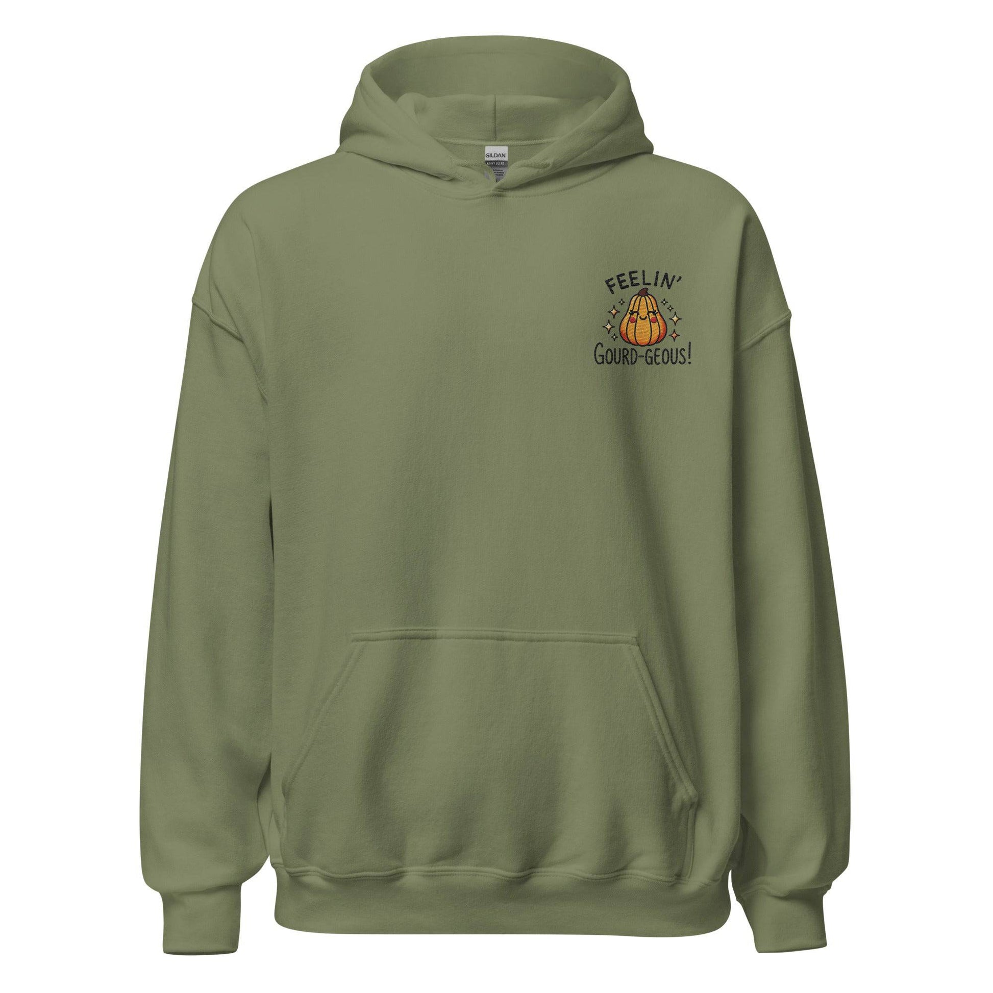 Unisex Fall Embroidered Hoodie –"Feelin' Gourd-Geous" – Fun & Cozy Fall Hoodie for Autumn Lovers - Occasion Nation Studio