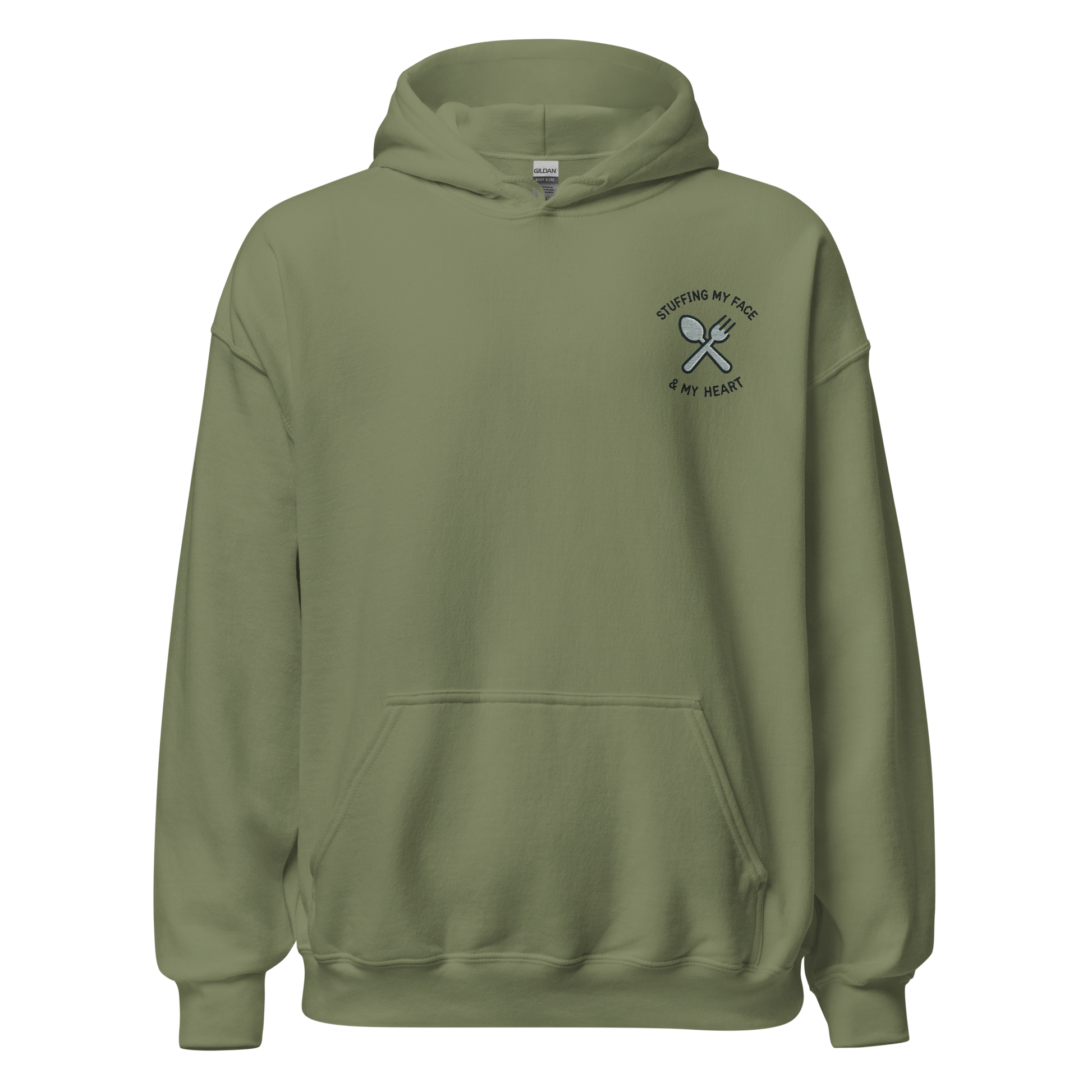 military green - Thanksgiving Hoodie - Stuffing My Face & My Heart