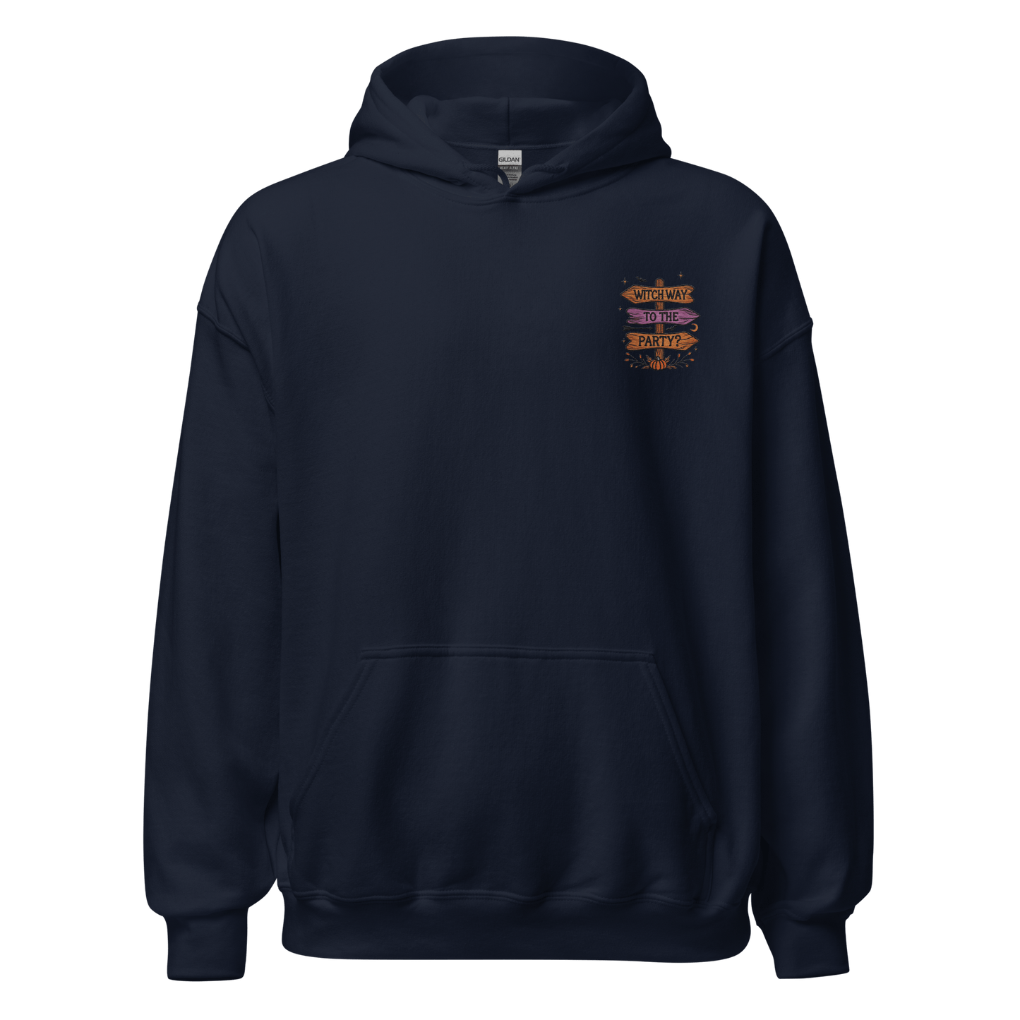 Unisex Halloween Embroidered Hoodie – "Witch Way To The Party?" – Witch Halloween Hoodie - Occasion Nation Studio