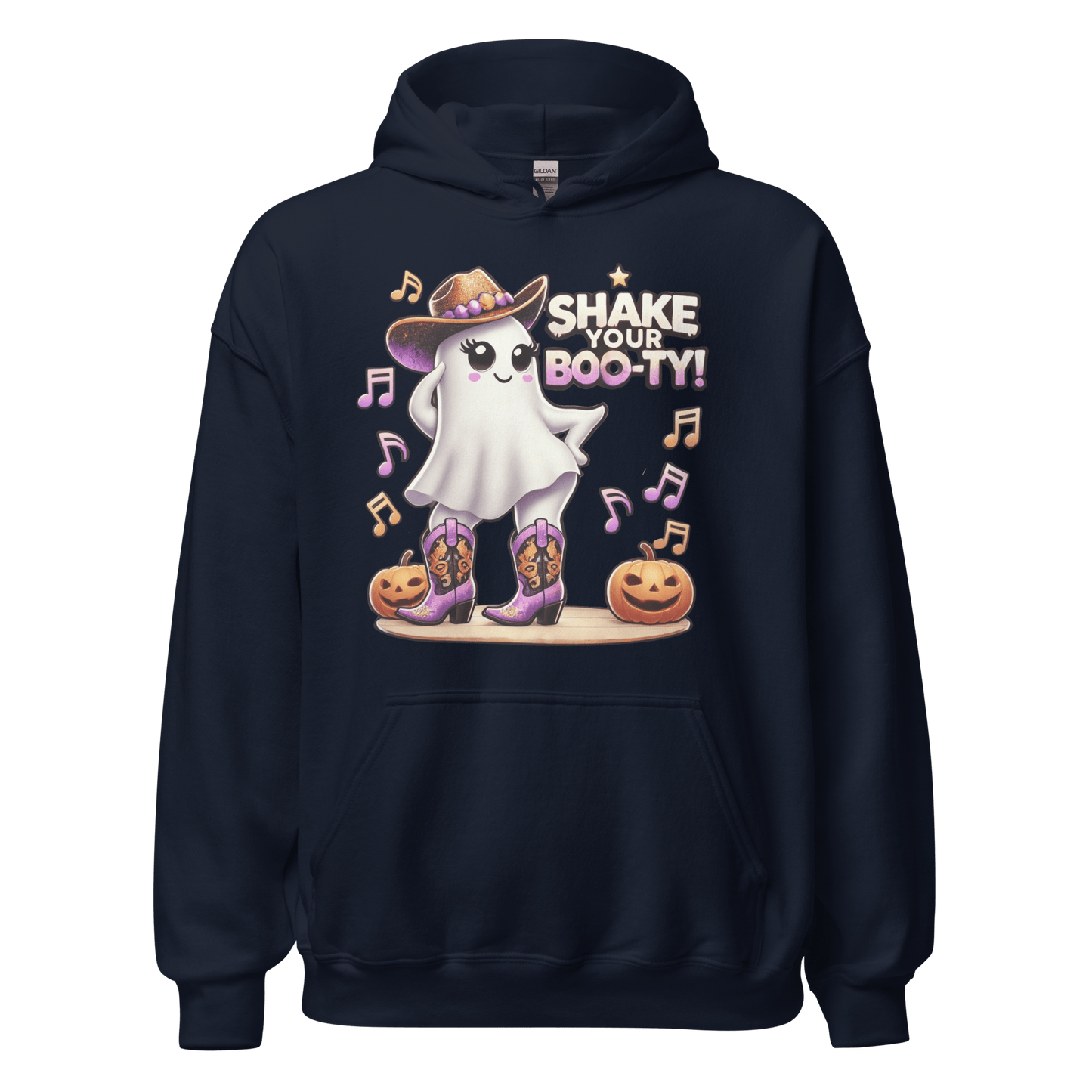 Unisex Halloween Printed Hoodie – "Shake Your Boo-Ty!" – Fun Ghost Halloween Hoodie - Occasion Nation Studio