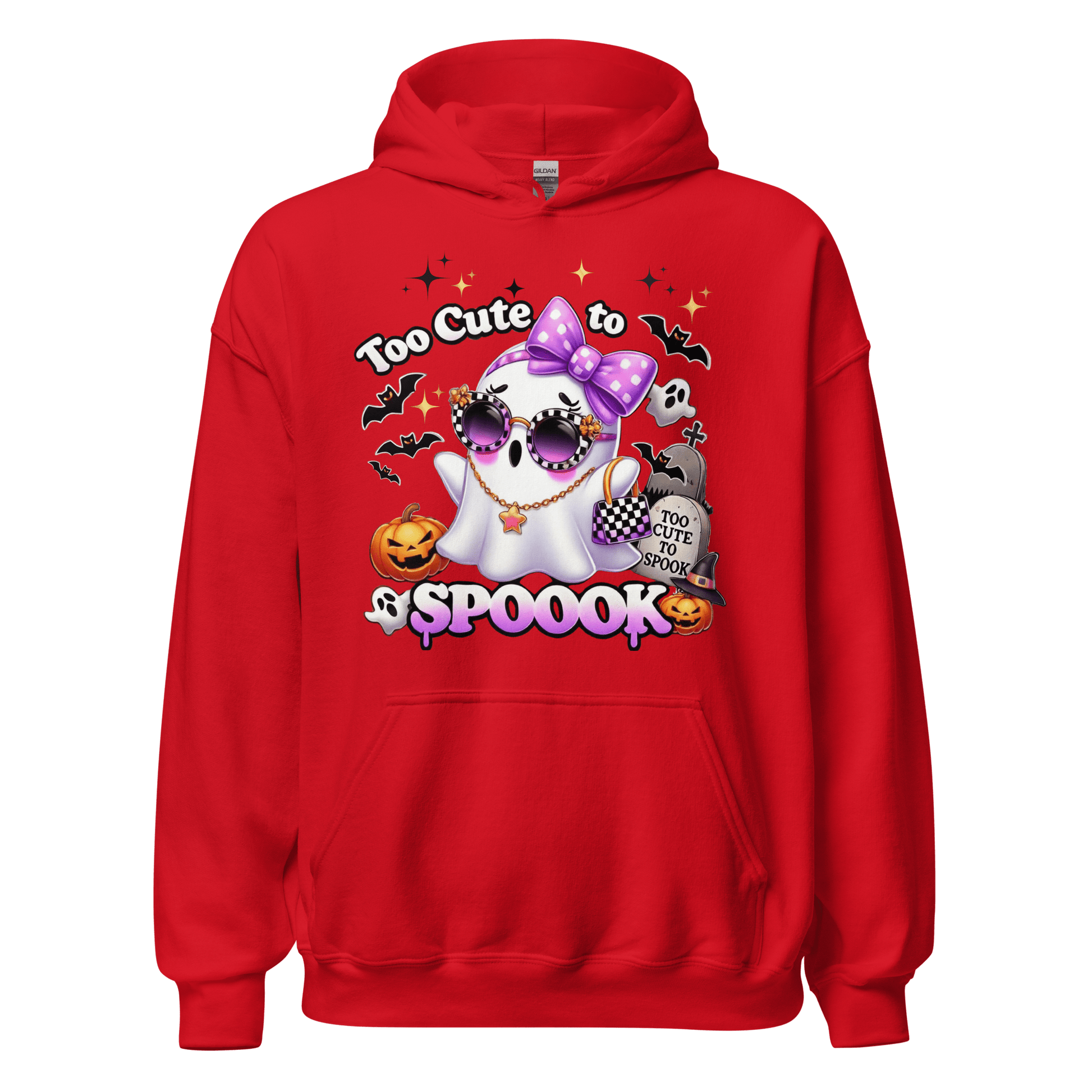 Unisex Halloween Printed Hoodie – "Too Cute To Spook" – Fun Ghost Halloween Hoodie - Occasion Nation Studio