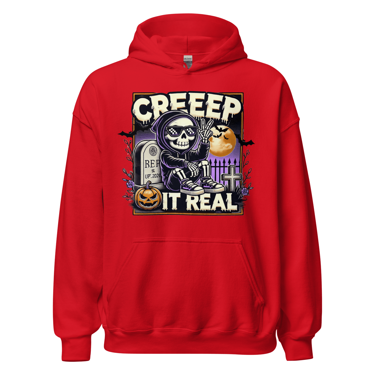 Unisex Halloween Printed Hoodie – "Creep It Real!" – Spooky Halloween Hoodie - Occasion Nation Studio