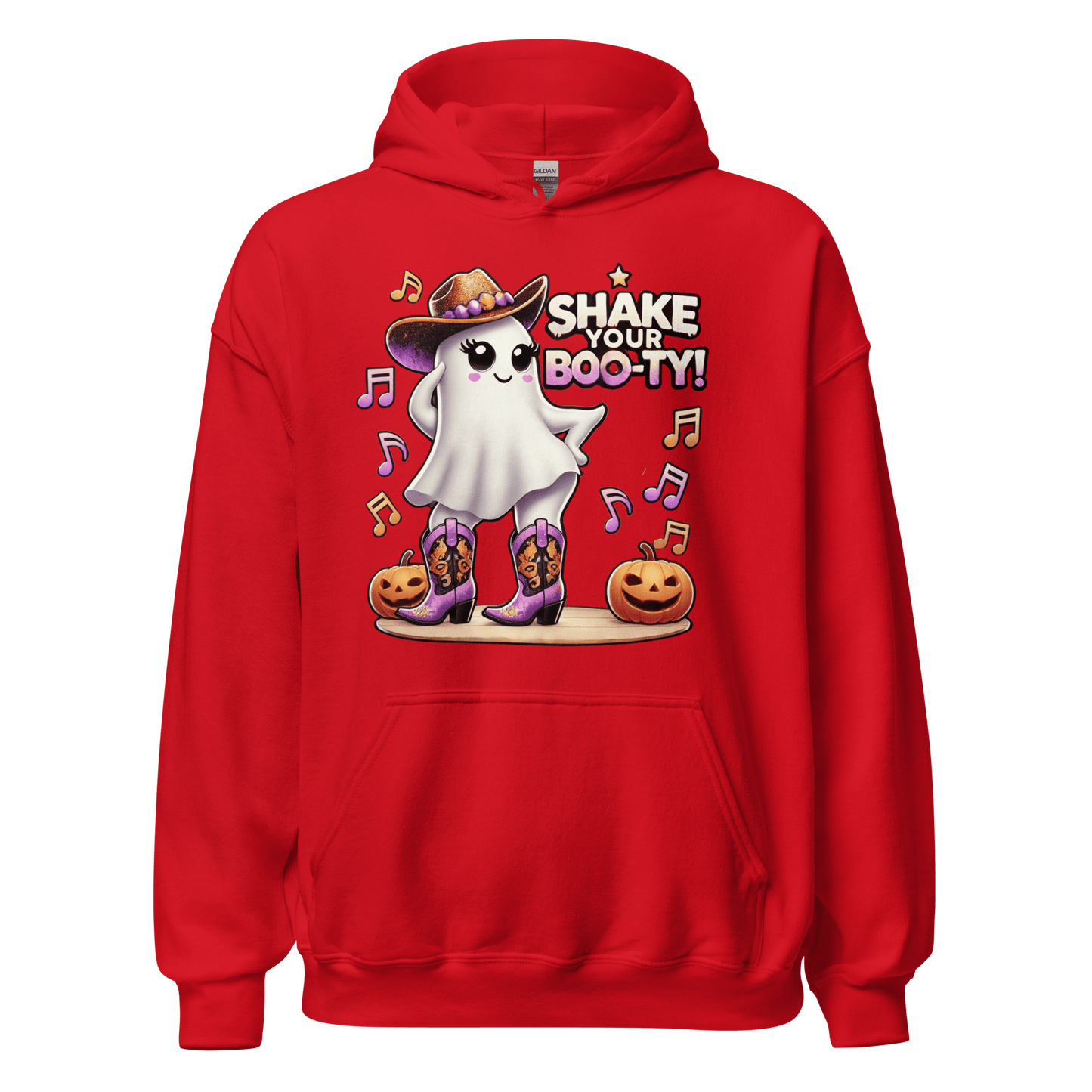 Unisex Halloween Printed Hoodie – "Shake Your Boo-Ty!" – Fun Ghost Halloween Hoodie - Occasion Nation Studio