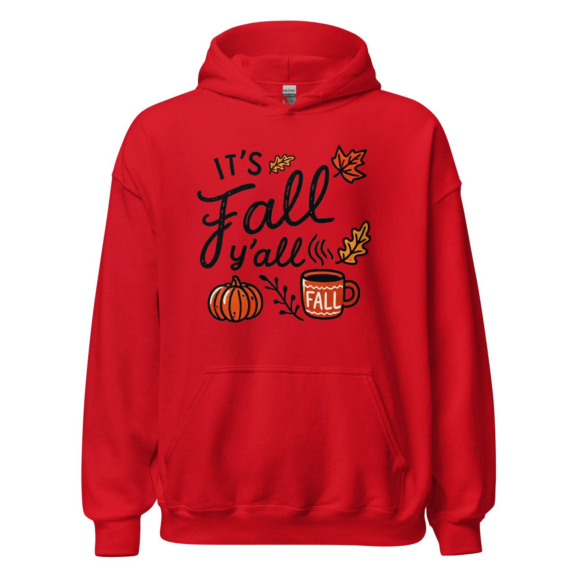 Unisex Fall Printed Hoodie – "It’s Fall Y’all"  – Cozy Autumn Hoodie for Fall Lovers - Occasion Nation Studio