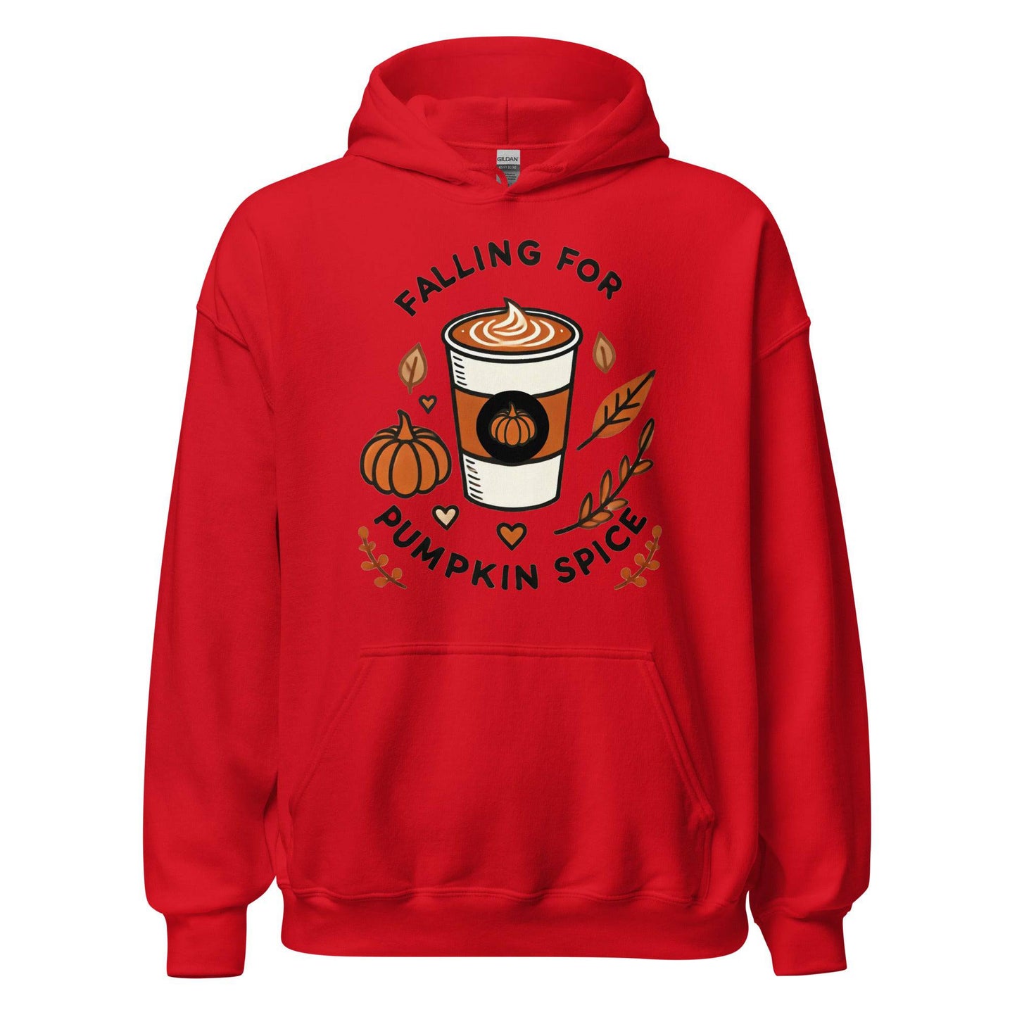 Unisex Fall Printed Hoodie – "Falling For Pumpkin Spice" – Cozy Fall Hoodie for Pumpkin Spice Lovers" - Occasion Nation Studio