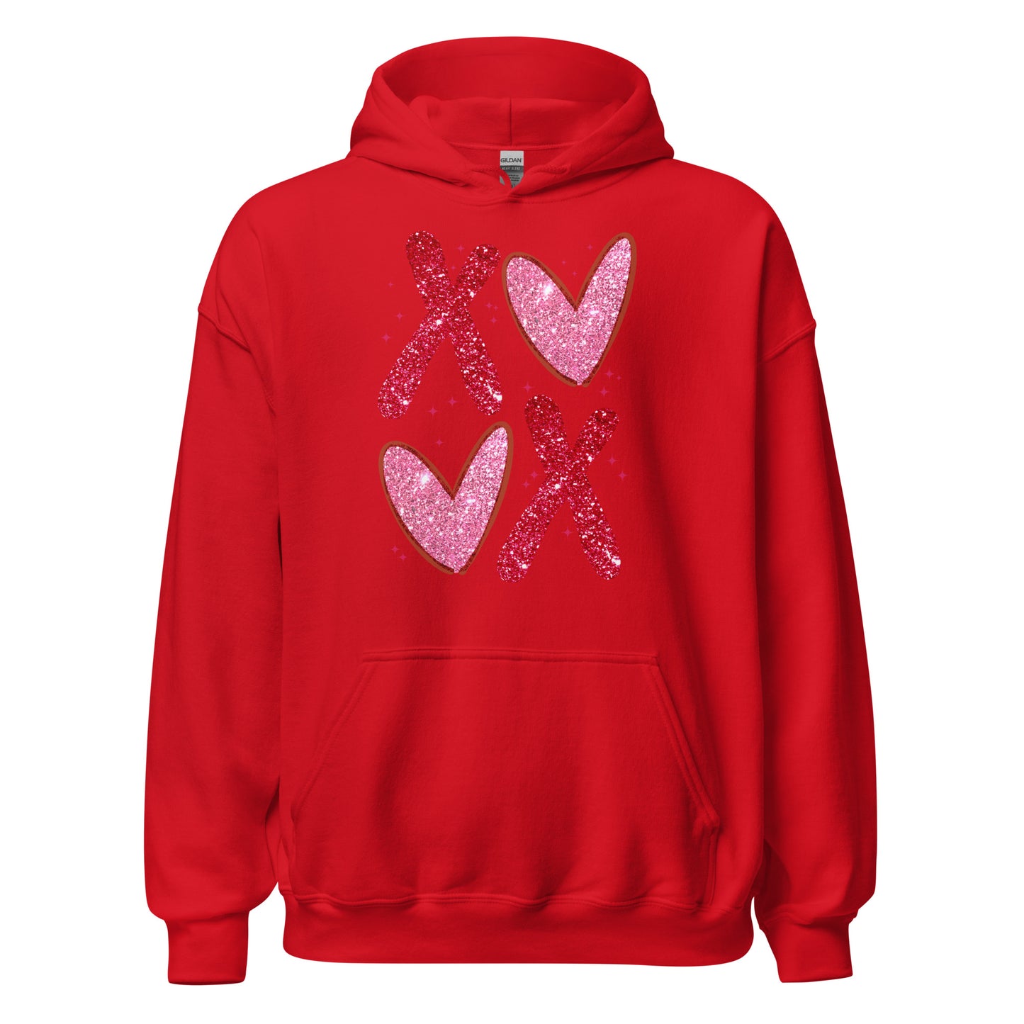 XOXO Pink Glitter - Valentine’s Day Hoodie – The Perfect Blend of Comfort and Style - Occasion Nation Studio