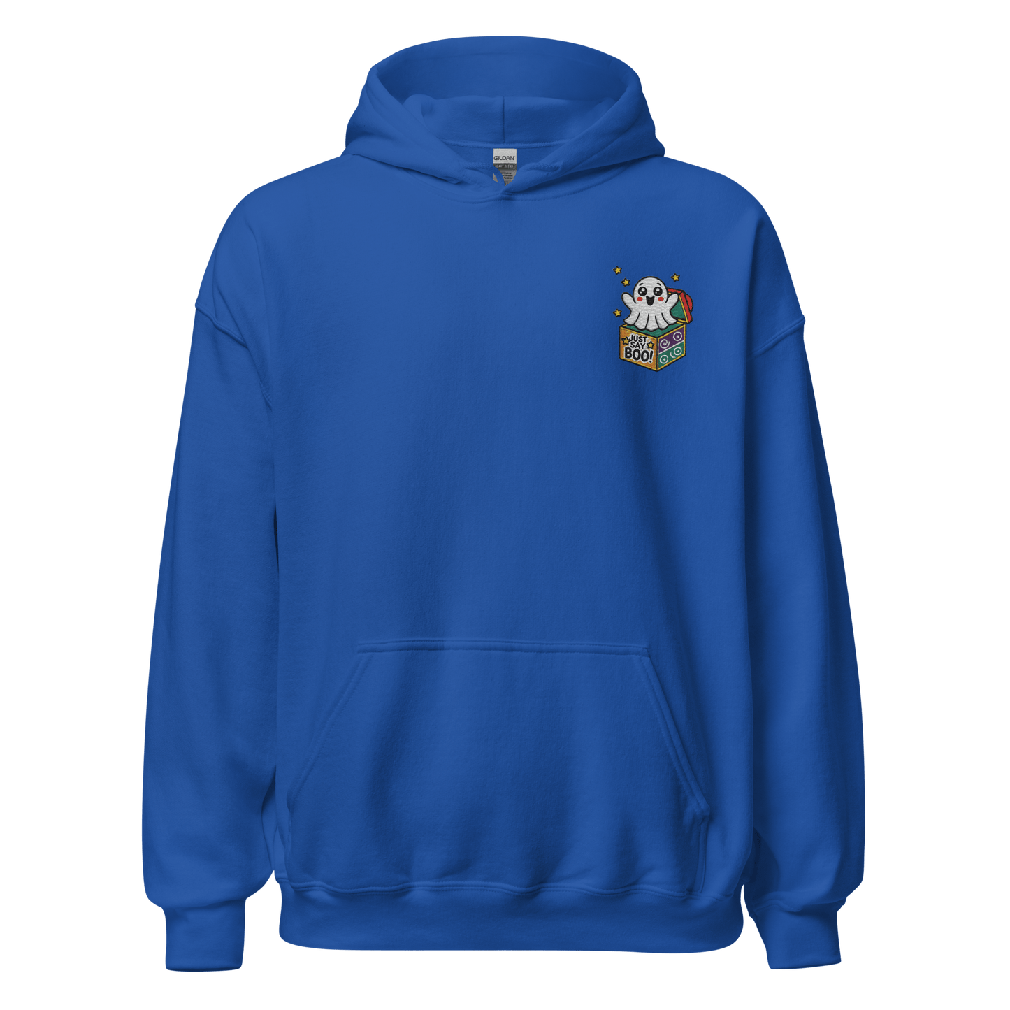 Unisex Halloween Embroidered Hoodie – "Just Say Boo" – Spooky Halloween Hoodie - Occasion Nation Studio