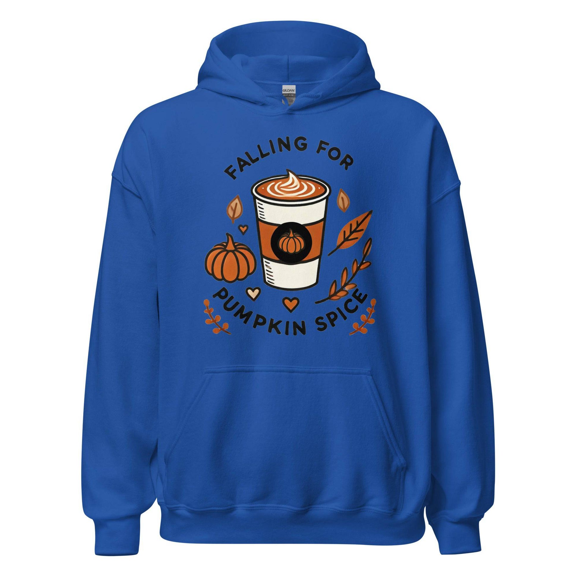 Unisex Fall Printed Hoodie – "Falling For Pumpkin Spice" – Cozy Fall Hoodie for Pumpkin Spice Lovers" - Occasion Nation Studio