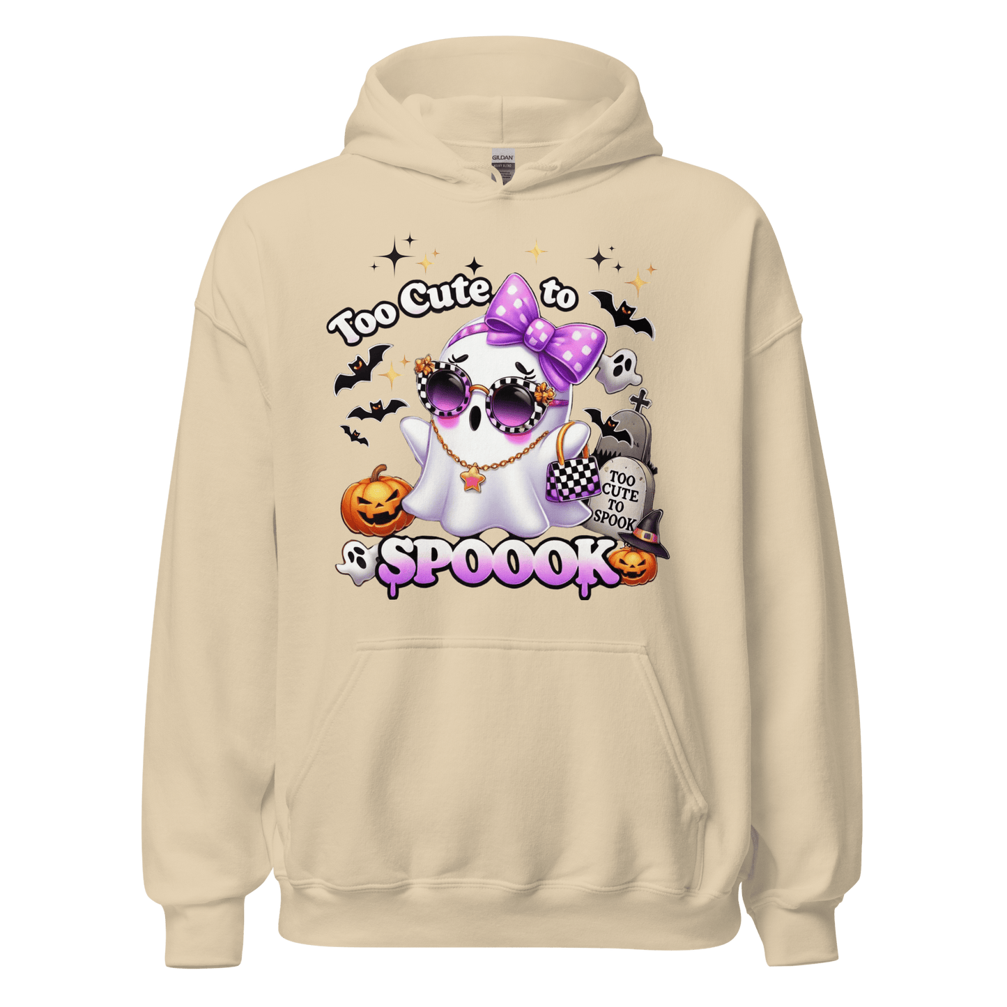 Unisex Halloween Printed Hoodie – "Too Cute To Spook" – Fun Ghost Halloween Hoodie - Occasion Nation Studio