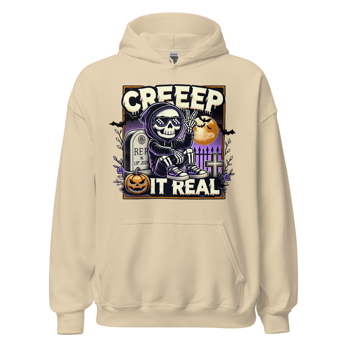 Unisex Halloween Printed Hoodie – "Creep It Real!" – Spooky Halloween Hoodie - Occasion Nation Studio