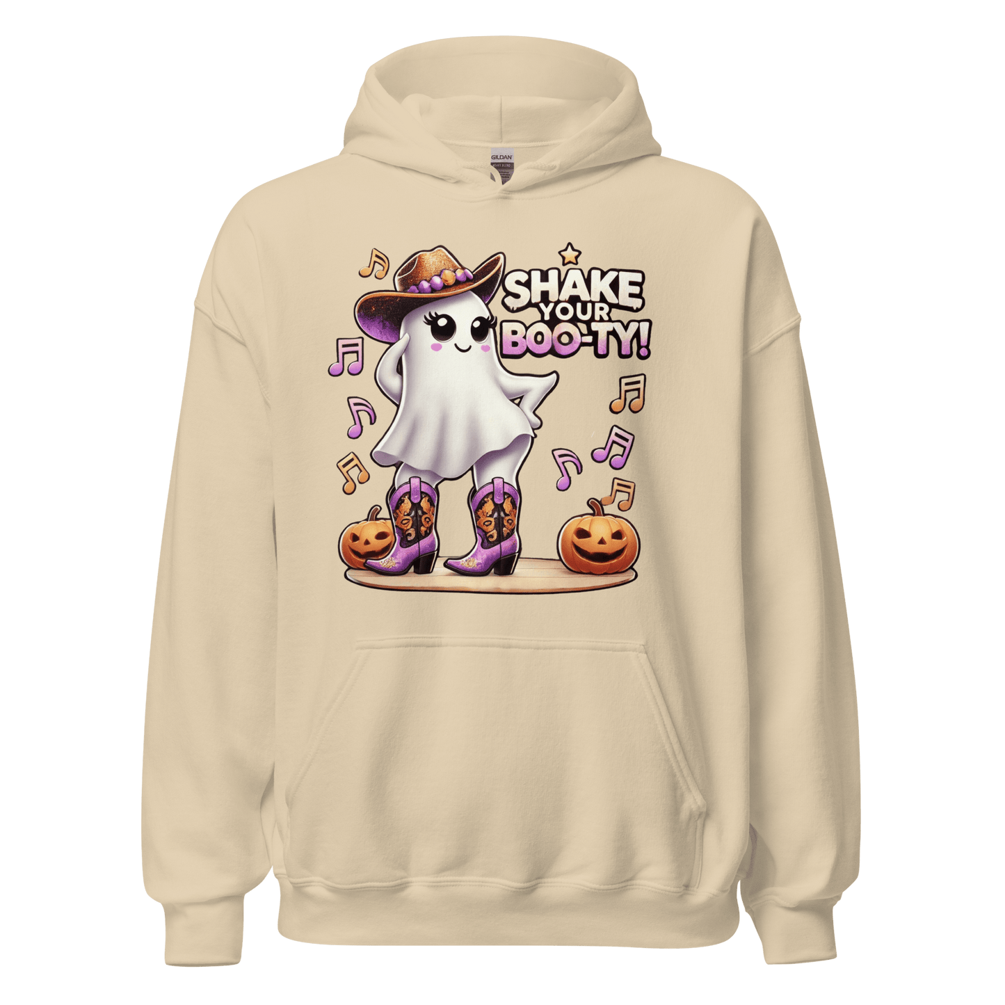 Unisex Halloween Printed Hoodie – "Shake Your Boo-Ty!" – Fun Ghost Halloween Hoodie - Occasion Nation Studio